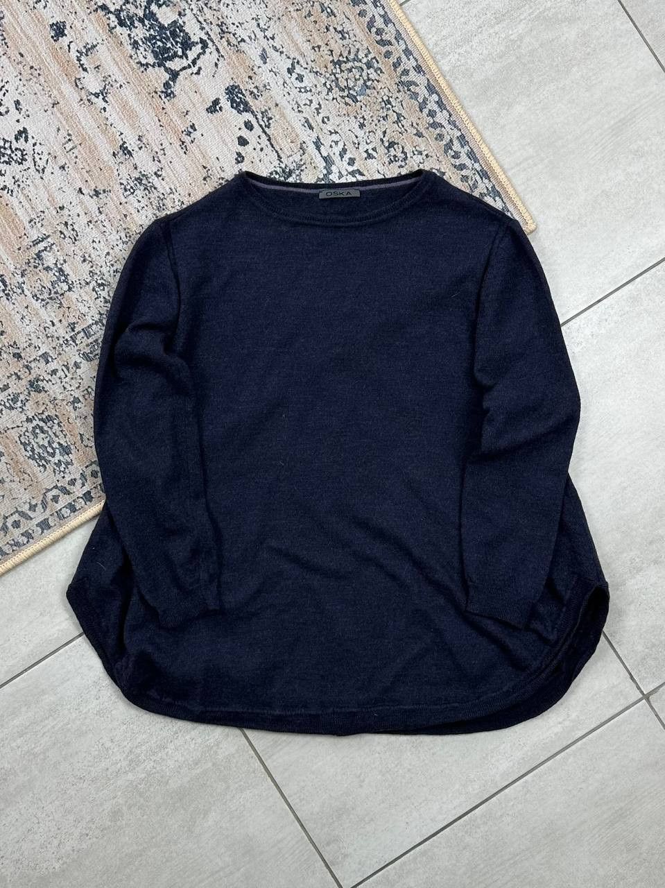 OSKA Luxury Oska Asymetric Virgin Wool Navy Sweater Size S Size XS / US 0-2 / IT 36-38 - 1 Thumbnail