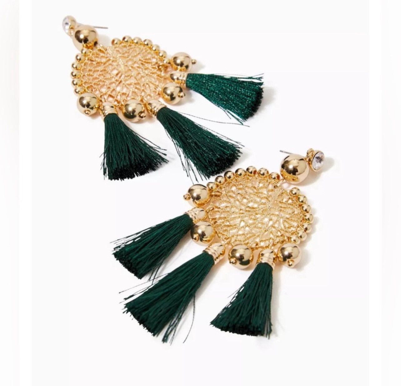 Lilly Pulitzer Lilly Pulitzer Sea Dreamer Statement Tassel Earrings Green Size ONE SIZE - 2 Thumbnail