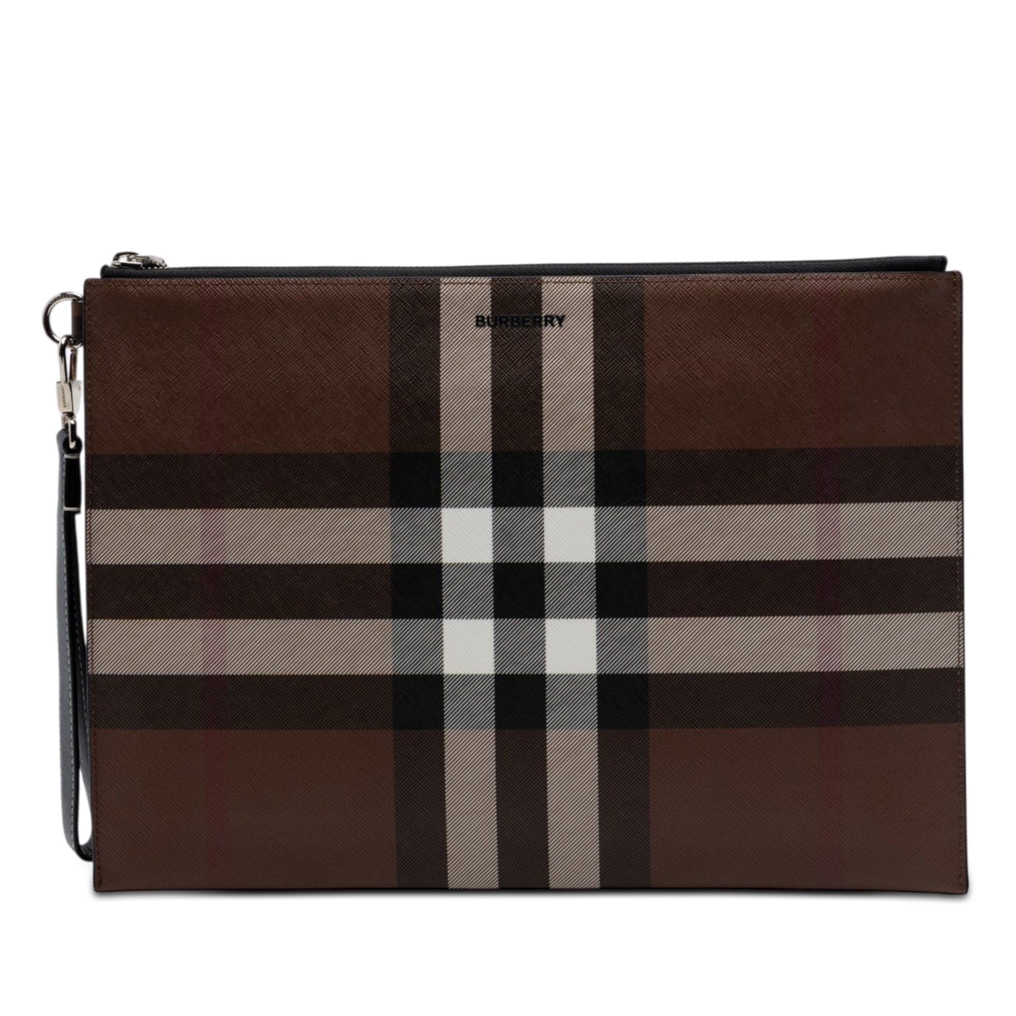 Burberry Check Coated Canvas Zip Pouch Size ONE SIZE - 1 Thumbnail