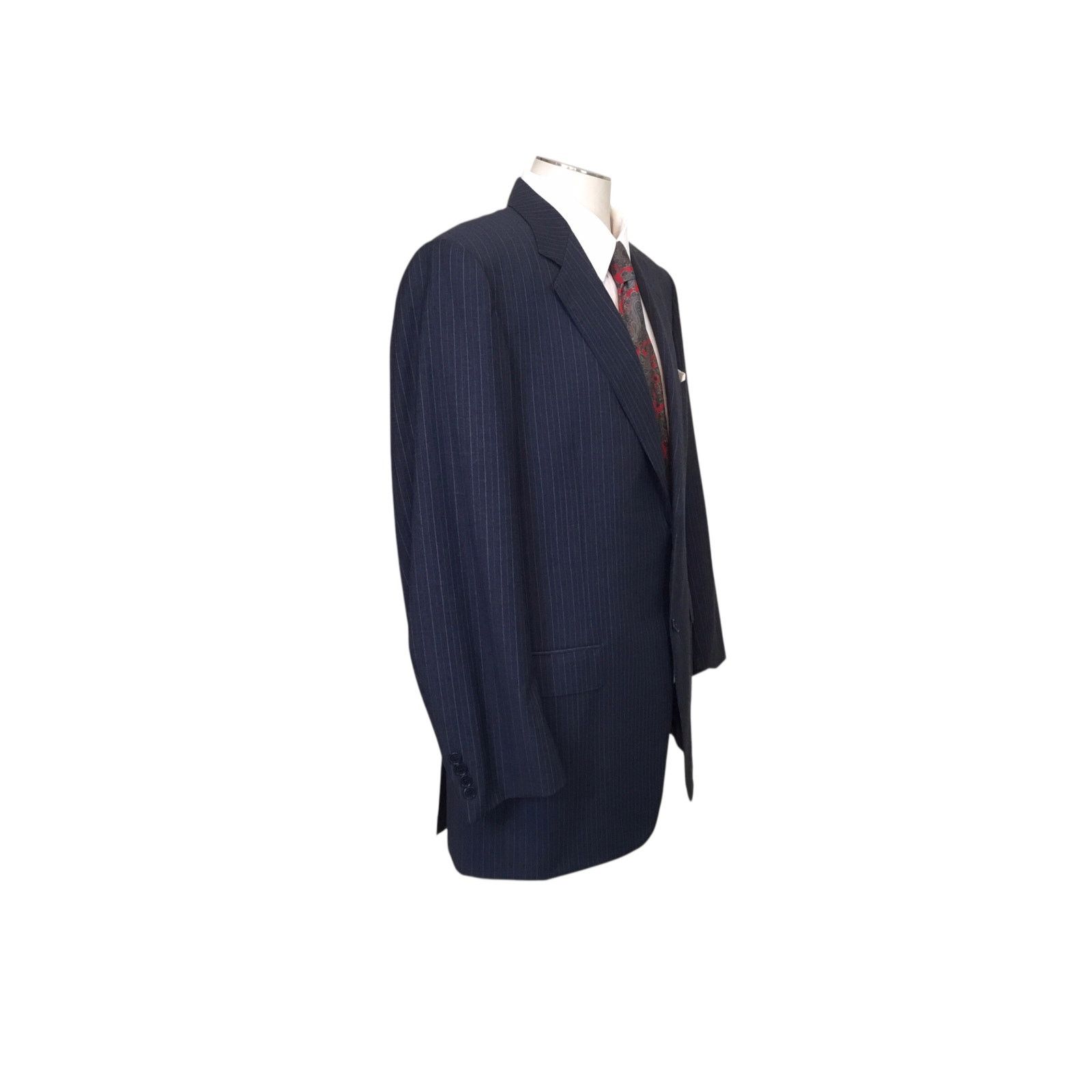 Canali Canali Navy Pinstripe Wool Suit Coat - Made in Italy Size 44R - 10 Thumbnail