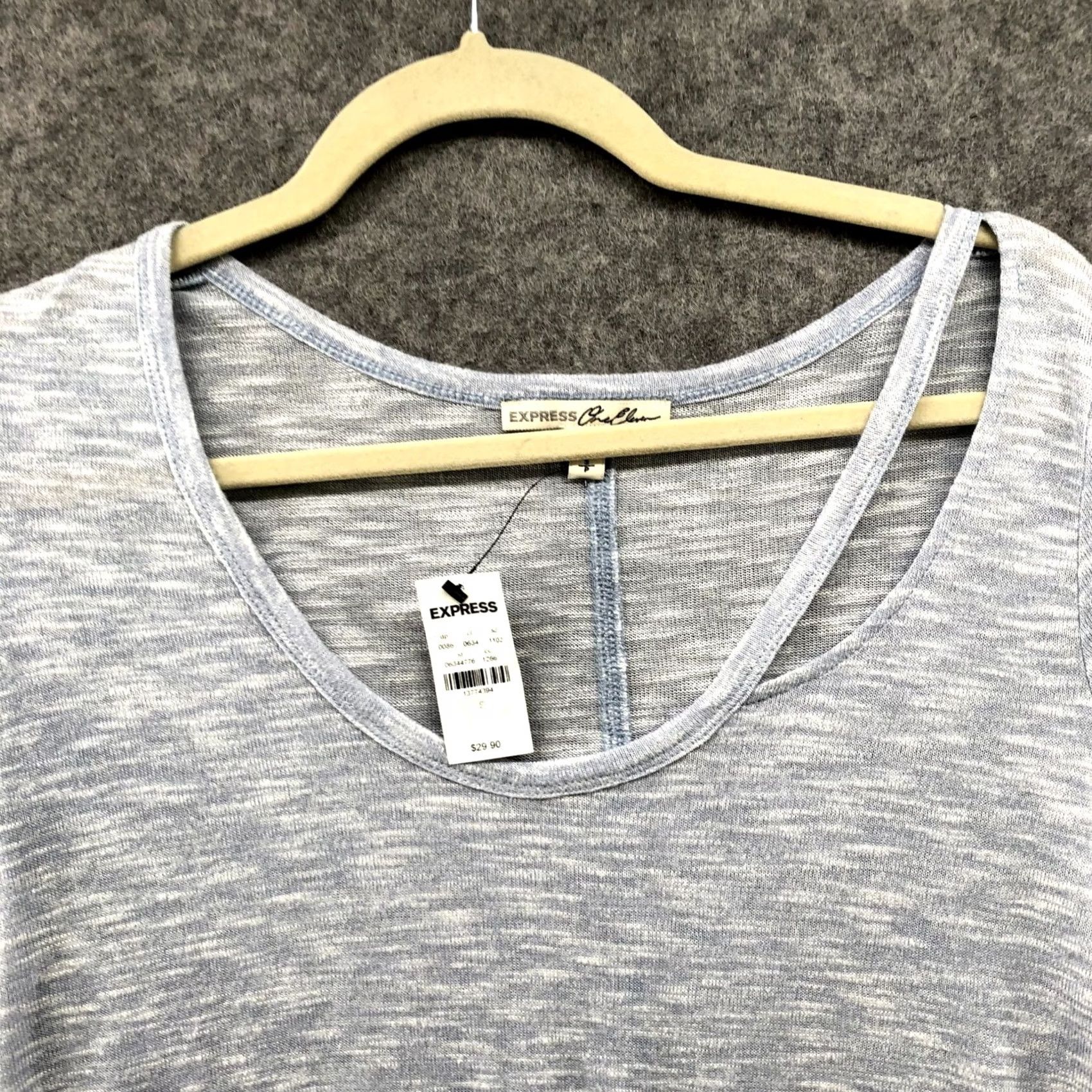 Express Express Knit T Shirt Womens S Blue Heather Short Sleeve Round Neck Pullover Casual Knit Size S / US 4 / IT 40 - 3 Thumbnail