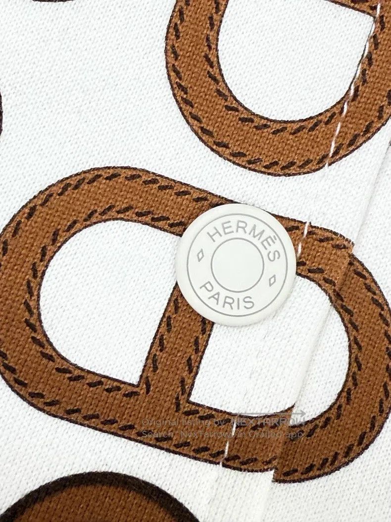 Hermes Hermes Pig Nose Logo White with Orange and Brown Full Prin Size XS / US 0-2 / IT 36-38 - 5 Thumbnail