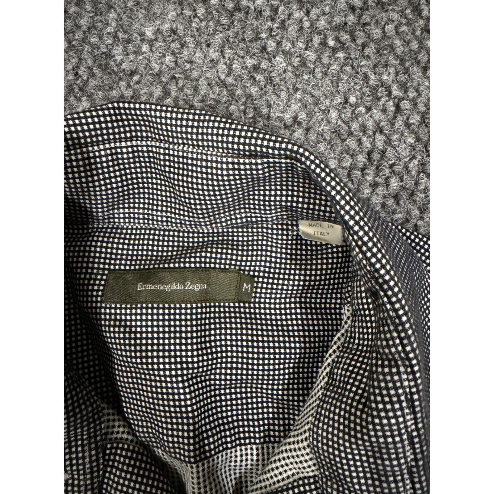 Ermenegildo Zegna VINTAGE not applicable; reconstruct: Ermenegildo Zegna Shirt Mens M Black Check Long Sleeve Dress Button Size 40R - 4 Thumbnail