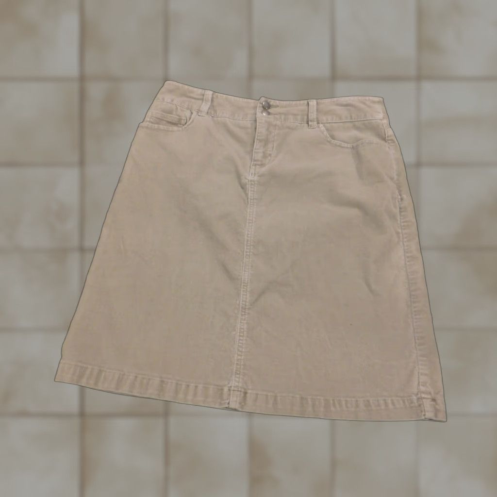 Vintage Sonoma Skirt Women 6 Beige A-Line Knee Length Zip Lined Knit Cotton Casual Regular Mid Rise Size 28" / US 6 / IT 42 - 1 Thumbnail