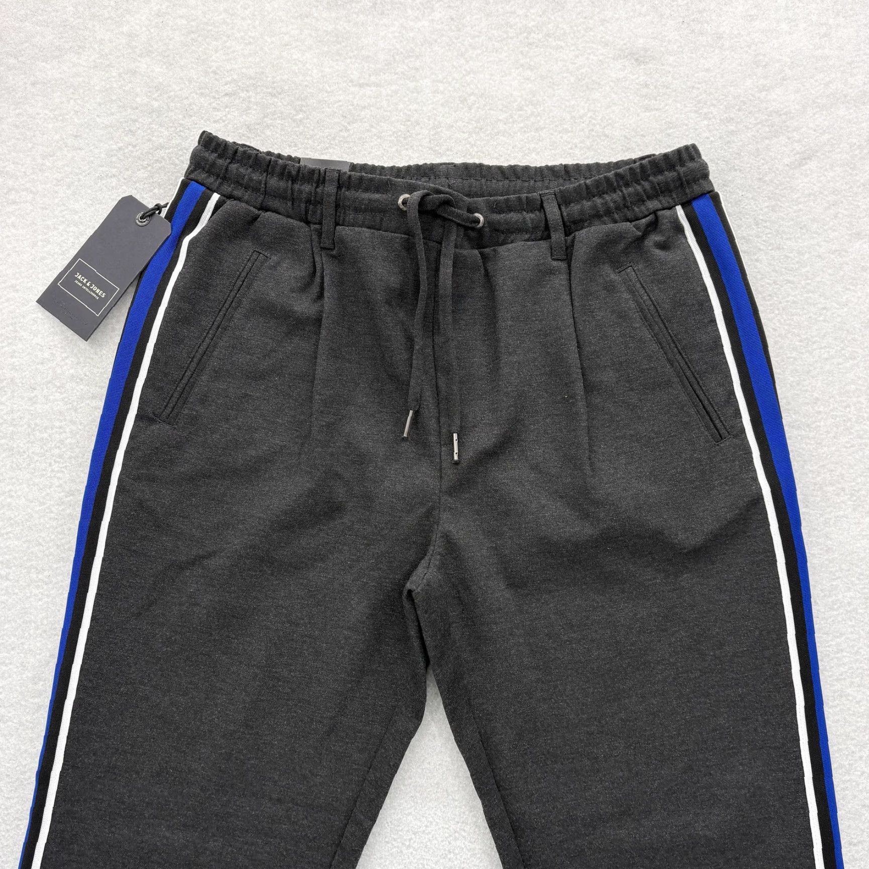 Jack & Jones JACK & JONES Jogger Pants Mens 31x27 Dark Gray Stripe Stretch Tapered Casual NWT Size US 31 - 2 Thumbnail