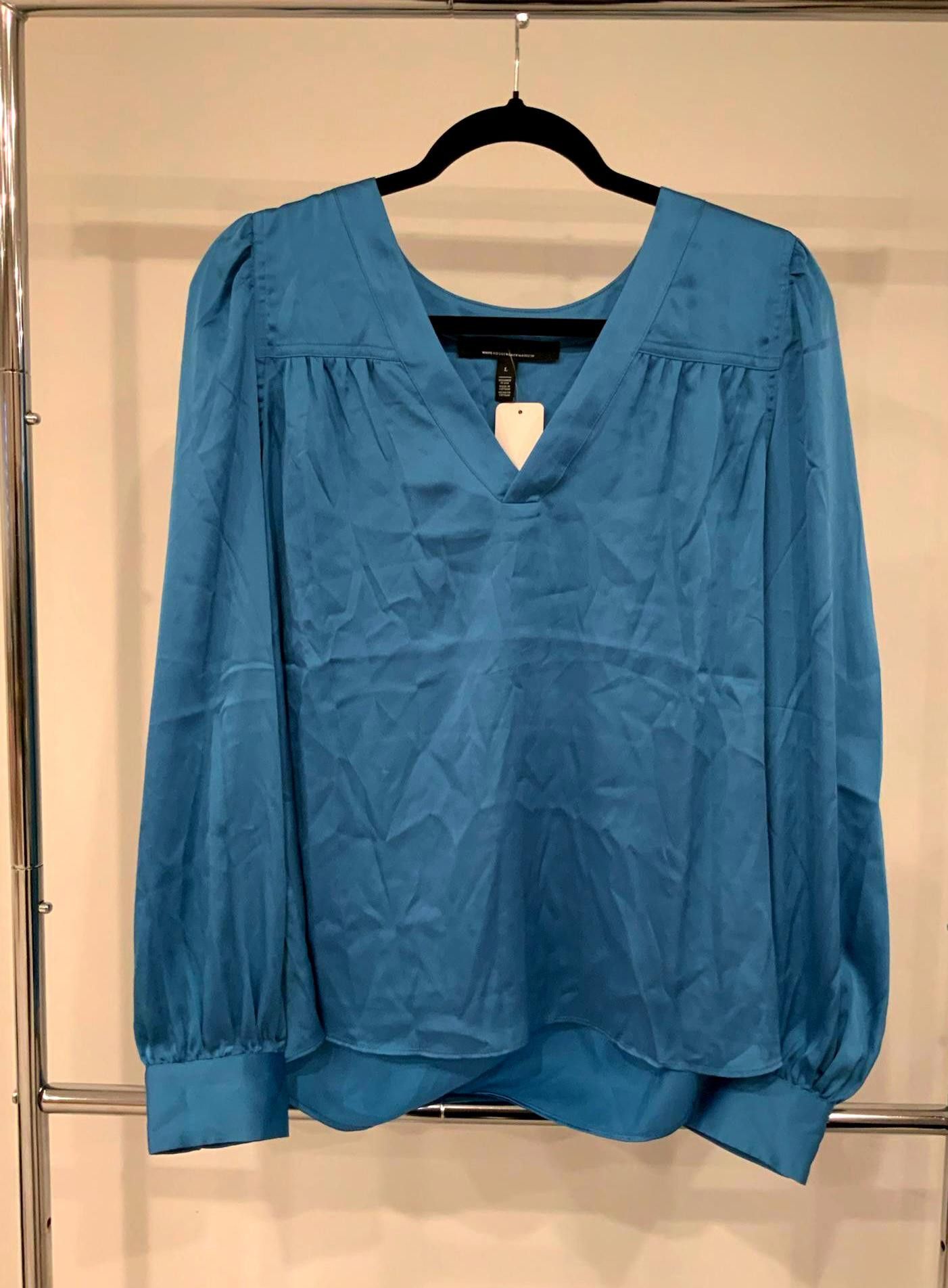 Designer Elegant V-Neck Blouse by White House Black Market - Size L Size L / US 10 / IT 46 - 1 Thumbnail