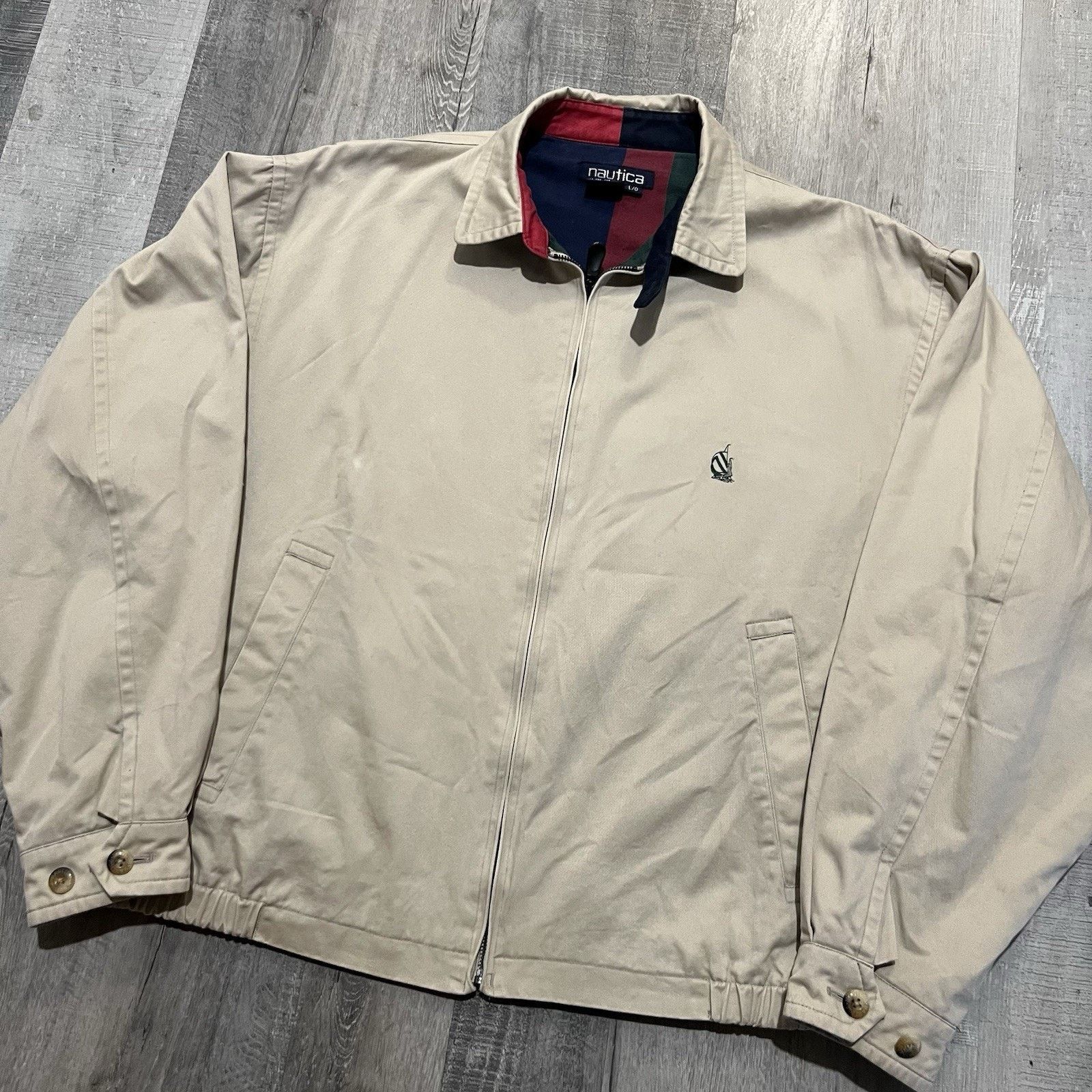 Nautica VTG Nautica Bi Swing Bomber Jacket 90s Beige Multicolor Size US L / EU 52-54 / 3 - 3 Thumbnail