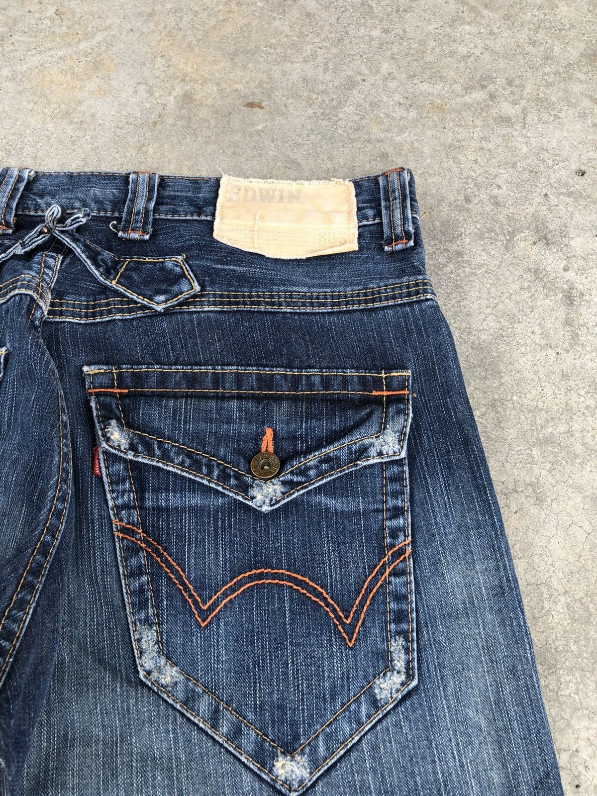 If Six Was Nine Japanese Edwin Flared Jeans Distressed Back Buckle Size US 34 / EU 50 - 17 Thumbnail