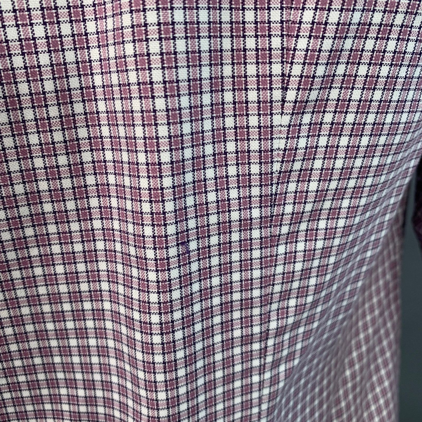 Brunello Cucinelli XL Purple White Checkered Cotton Slim Fit Long Sleeve Shirt Size US XL / EU 56 / 4 - 5 Thumbnail