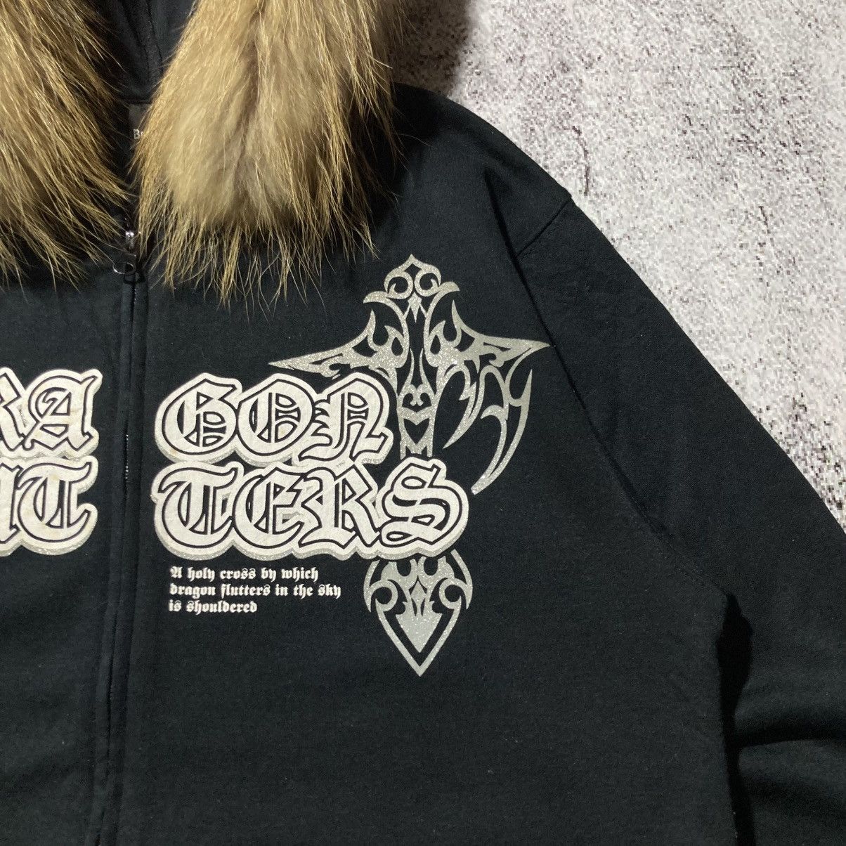 Japanese Brand 2000s Beaumere Dagger Poem Grunge Punk Style Fur Ziphoodie Size US L / EU 52-54 / 3 - 5 Thumbnail