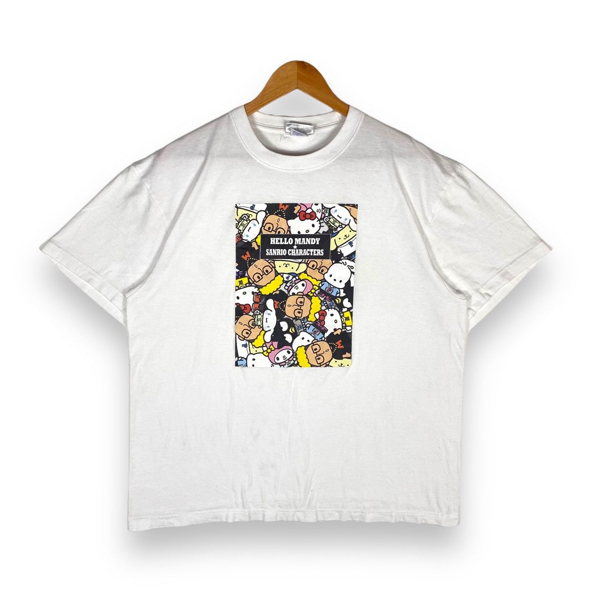 image of Anima x Movie Hello Mandy Sanrio Characters Cartoon Tee in White, Men's (Size XL)