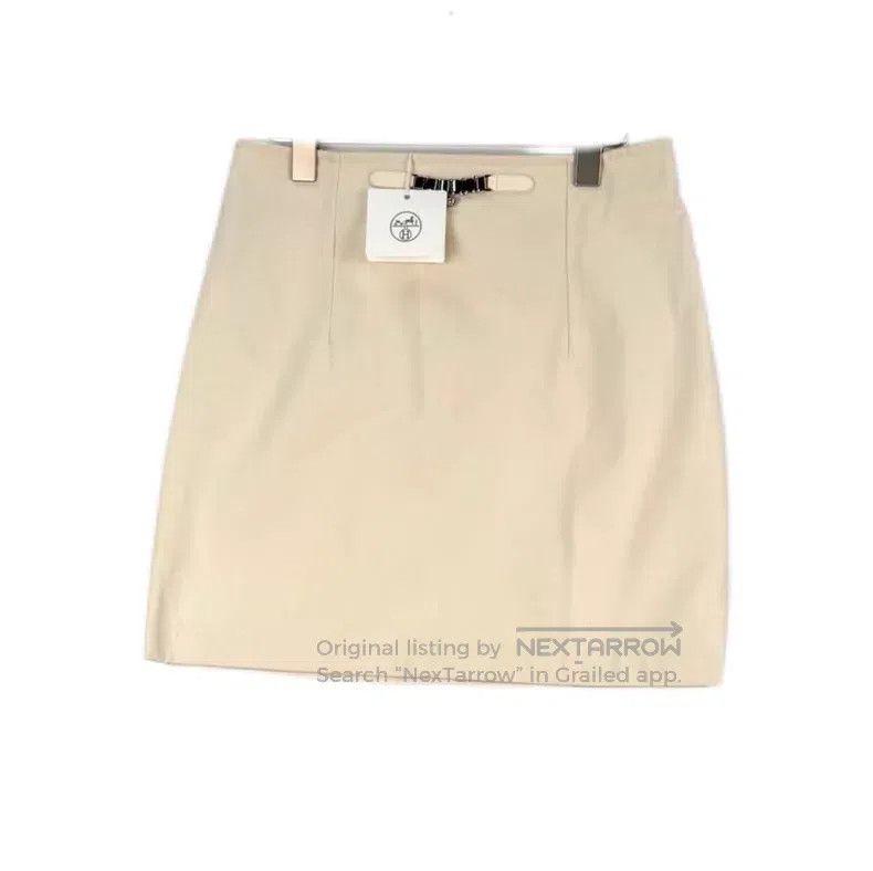 Hermes Hermes Off-white metal leather decoration half skirt Size 39" - 1 Thumbnail