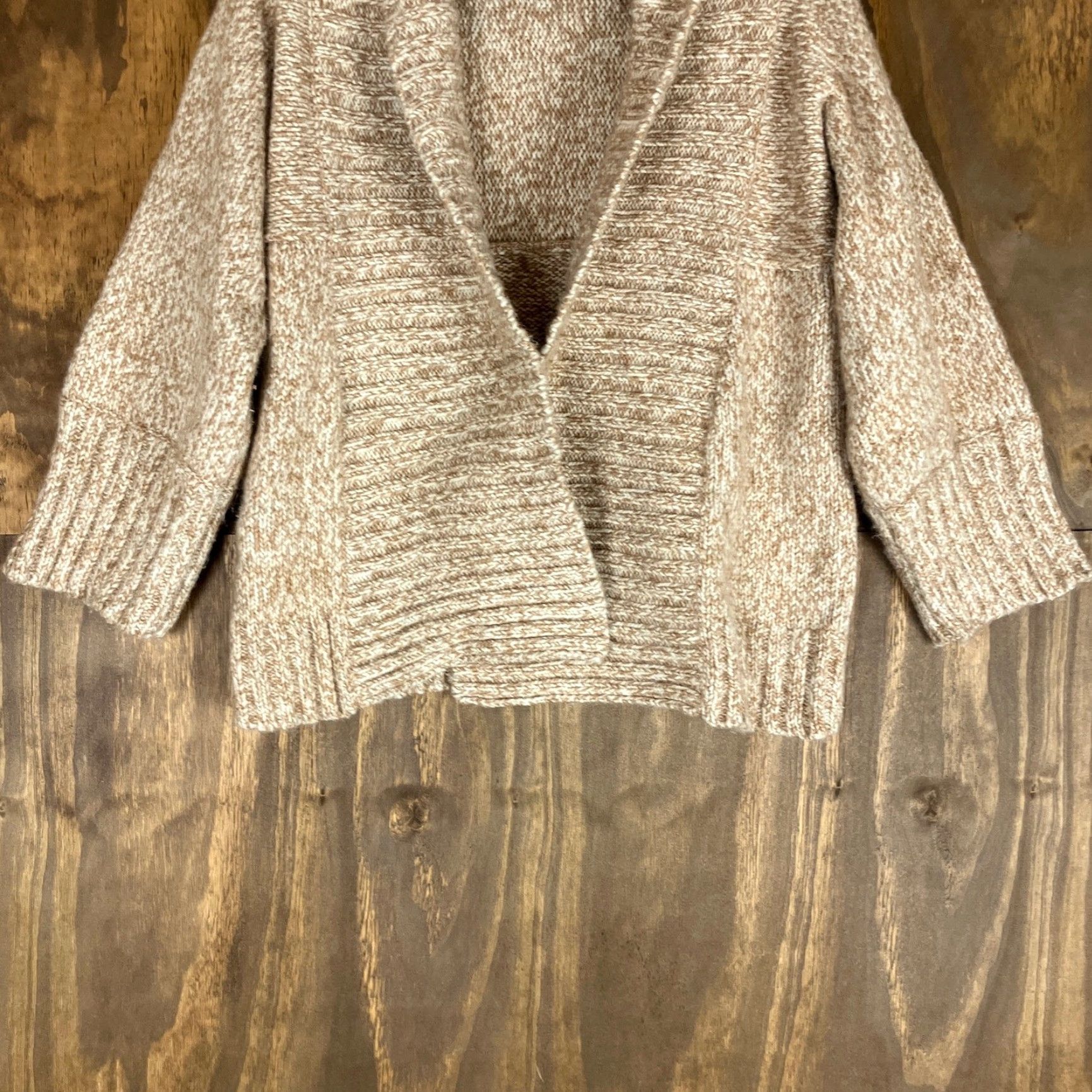 Ann Taylor VINTAGE Ann Taylor LOFT Sweater Cardigan Open Front Merino Wool Blend XS Women's Knit Oatmeal Solid Long Sleeve Fall Winter Spring Casual Workwear Size XS / US 0-2 / IT 36-38 - 3 Thumbnail