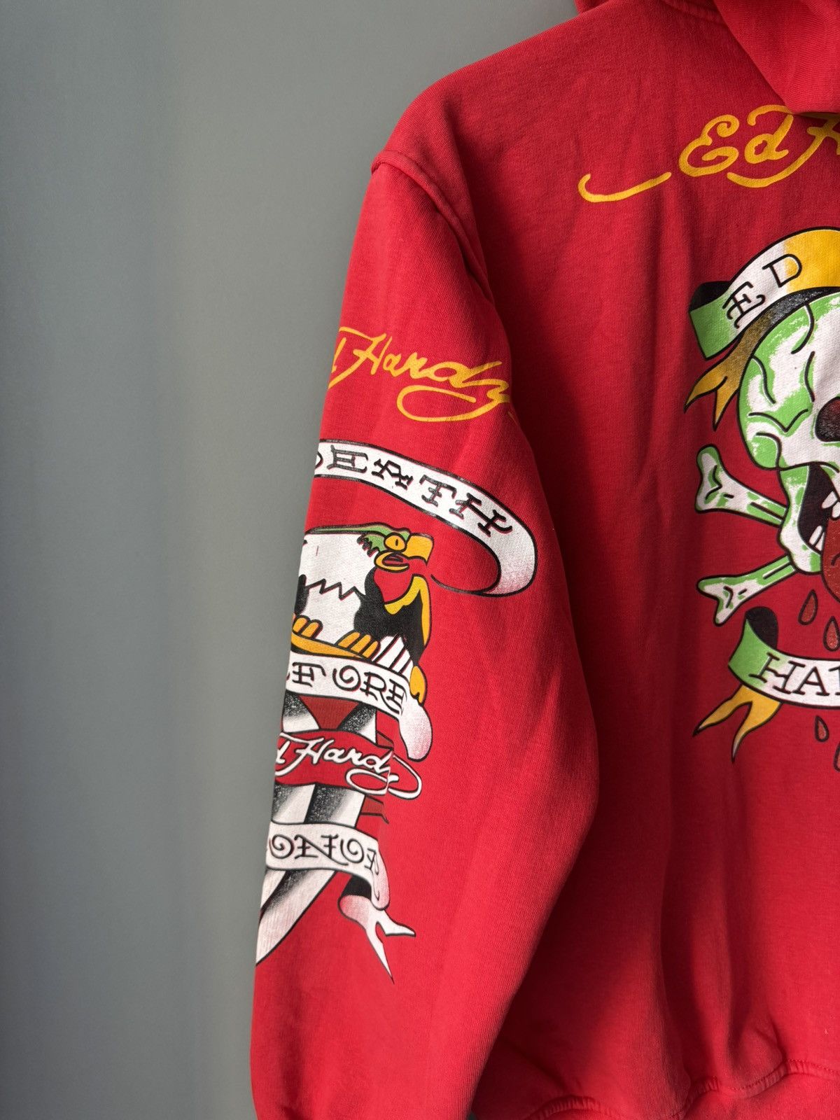 Christian Audigier Vintage y2k Ed Hardy Red Big Logo Zip Up Hoodie Sweatshirt Size US M / EU 48-50 / 2 - 2 Thumbnail