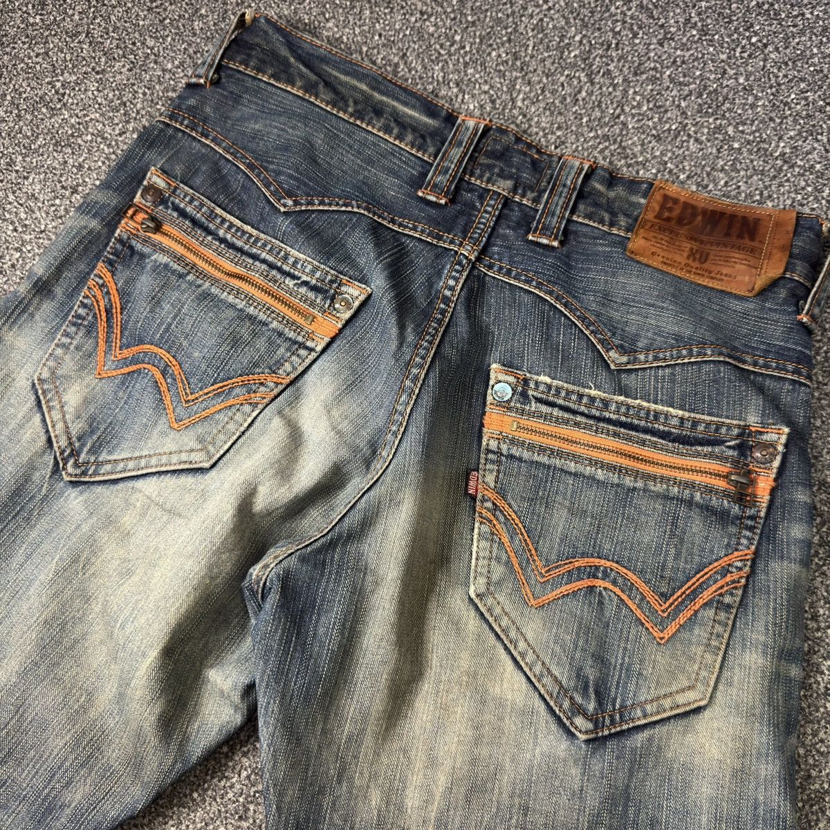 Seditionaries Vintage y2k Baggy Edwin 424XV Orange Stich Distressed Denim Size US 32 / EU 48 - 8 Thumbnail