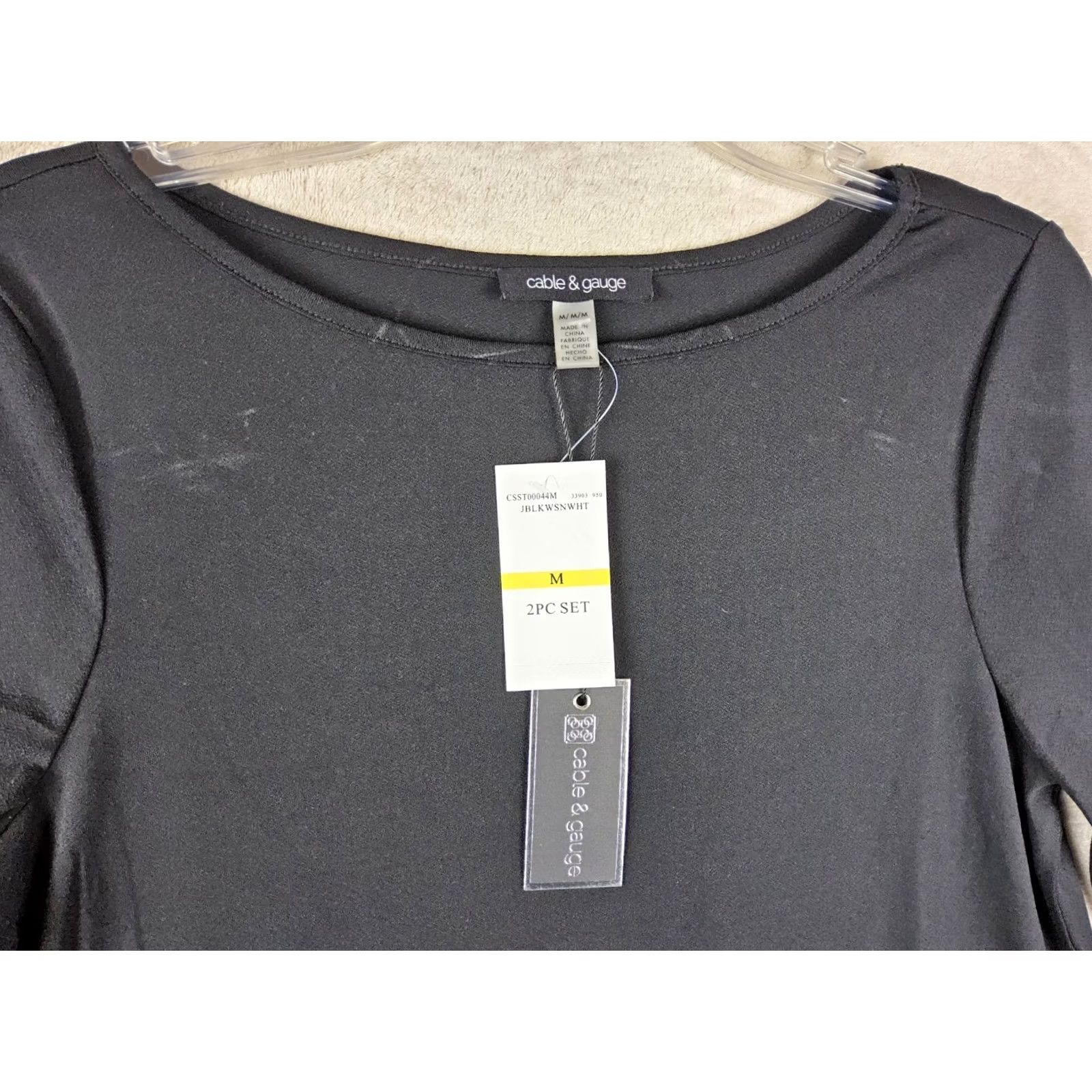 Vintage Cable & Gauge Blouse Top Women's Elbow Sleeve Hi Lo Black M Size M / US 6-8 / IT 42-44 - 3 Thumbnail