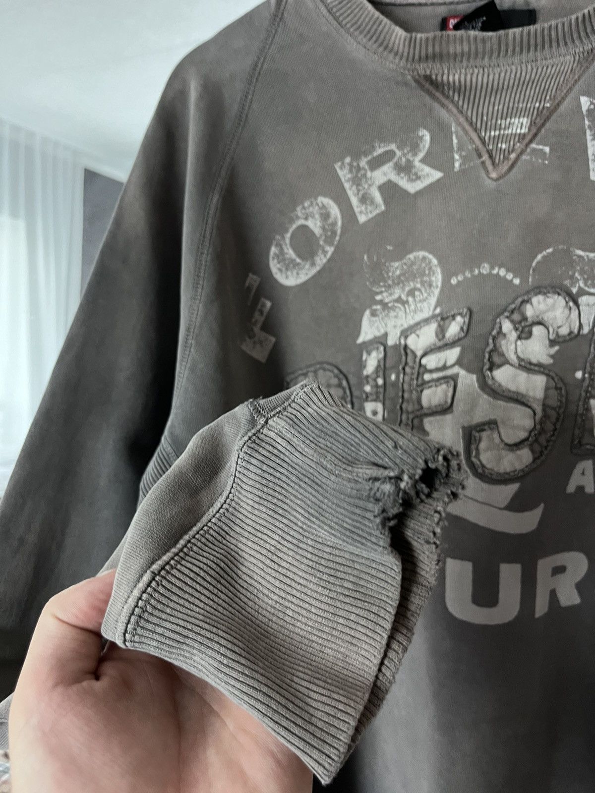 Diesel × Vintage DIESEL AVANT GARDE SWEATSHIRT VINTAGE FADED GREY DISTRESSED Size US XL / EU 56 / 4 - 6 Thumbnail