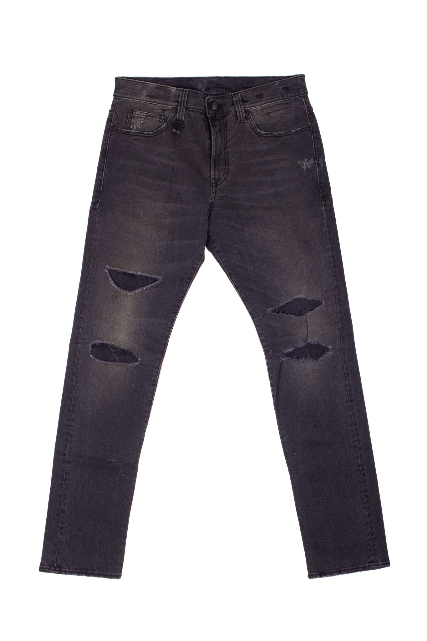 image of R13 Skate Style Washed Black Distressed Jeans, Men's (Size 32)