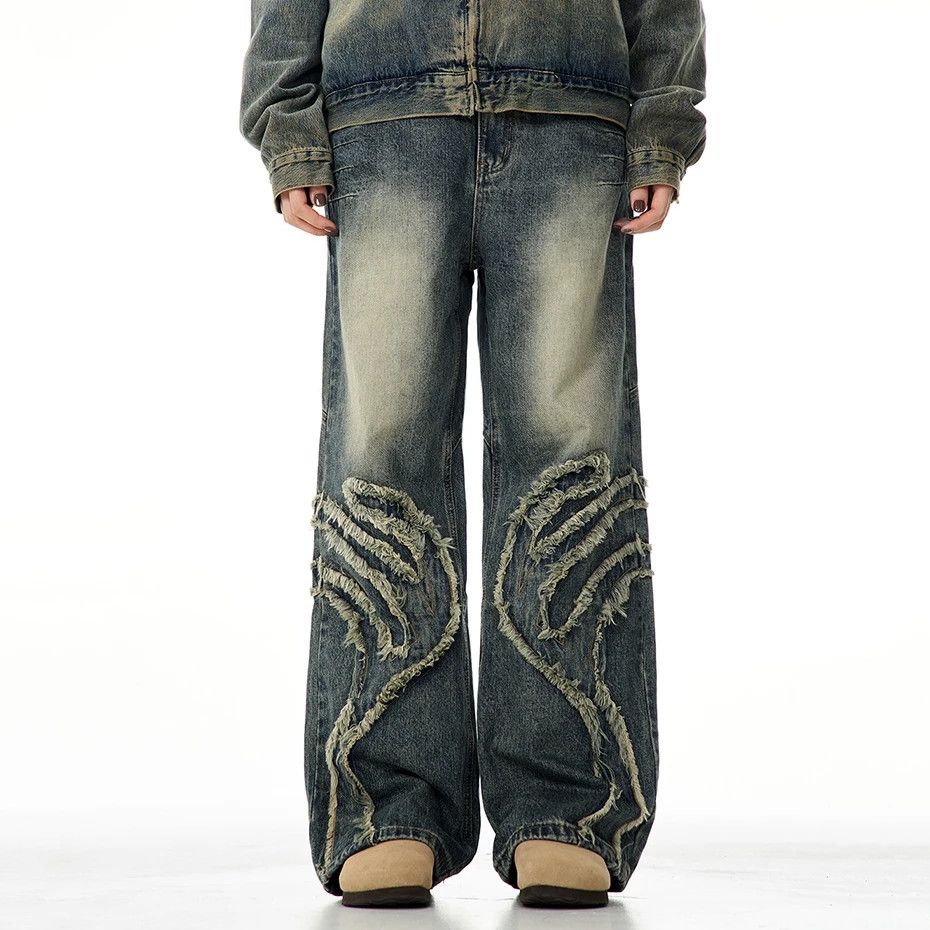 Vintage blue Raw Edge Distressed jeans