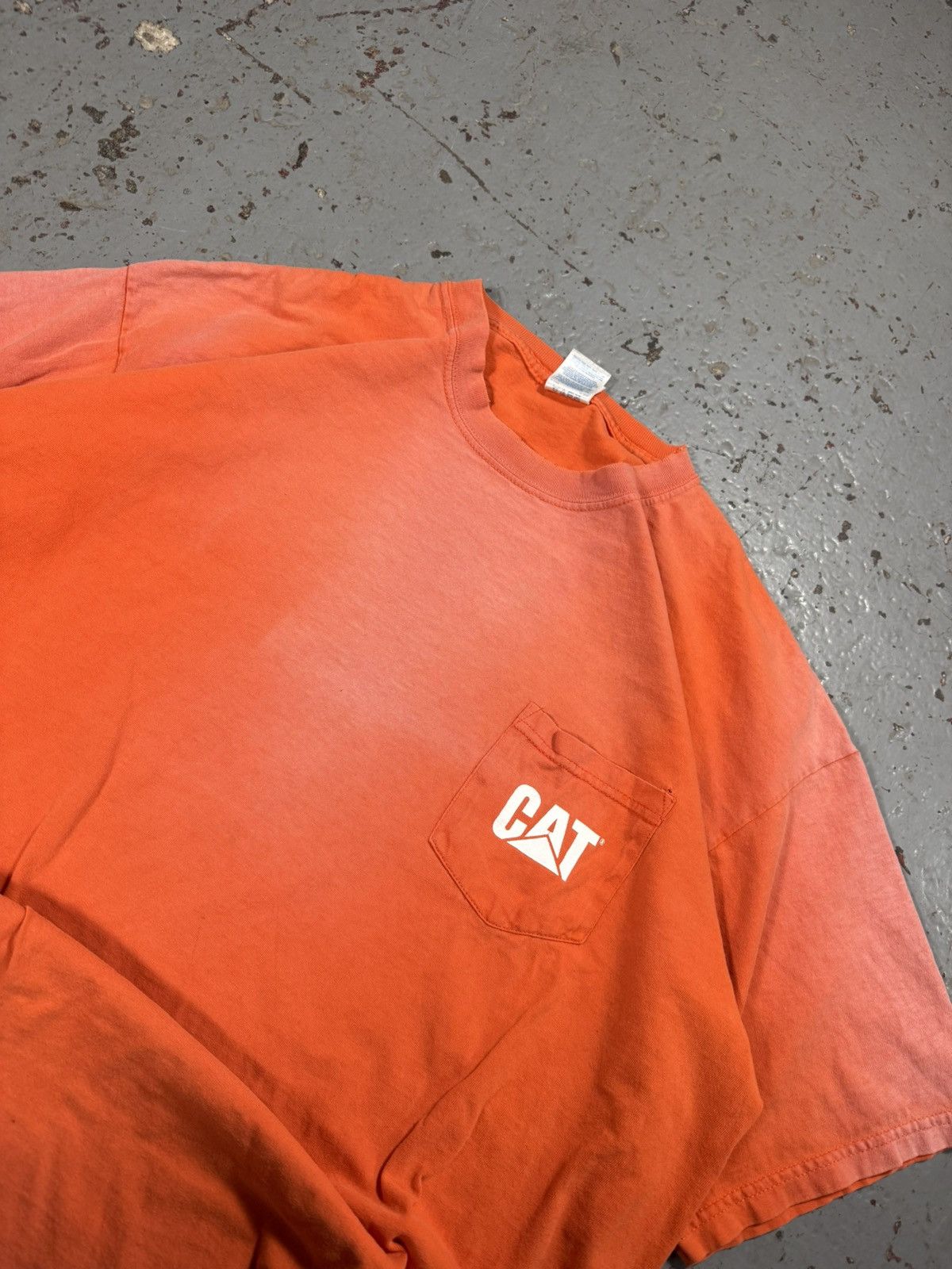 Caterpillar Vintage Sunfaded Orange Cat Work Tee Size US XXL / EU 58 / 5 - 4 Thumbnail