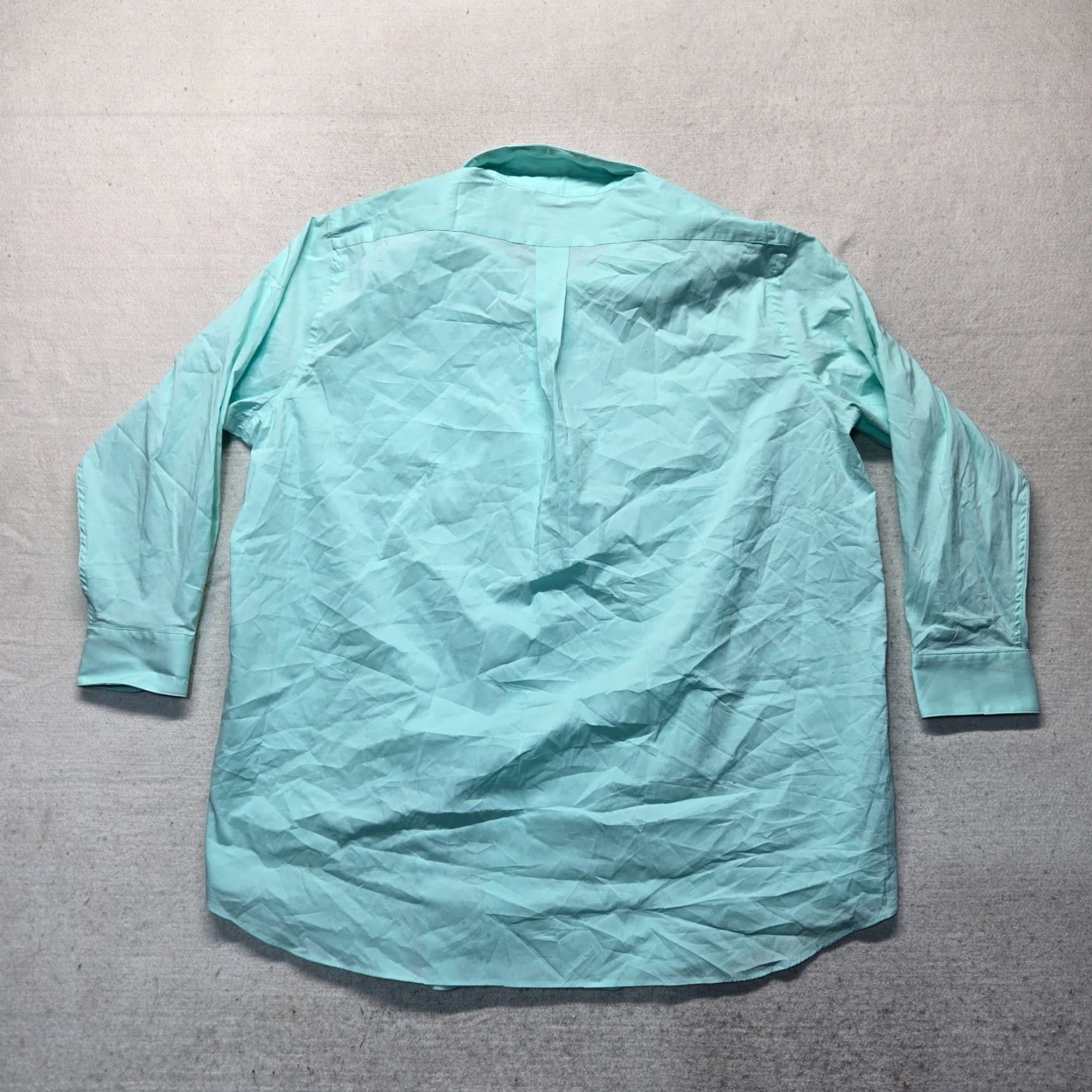 Vintage Saddlebred Dress Shirt Men XL 18.5 Blue Long Sleeve Button up Adult Regular Clean Cotton Solid Shirt Size 46R - 7 Thumbnail