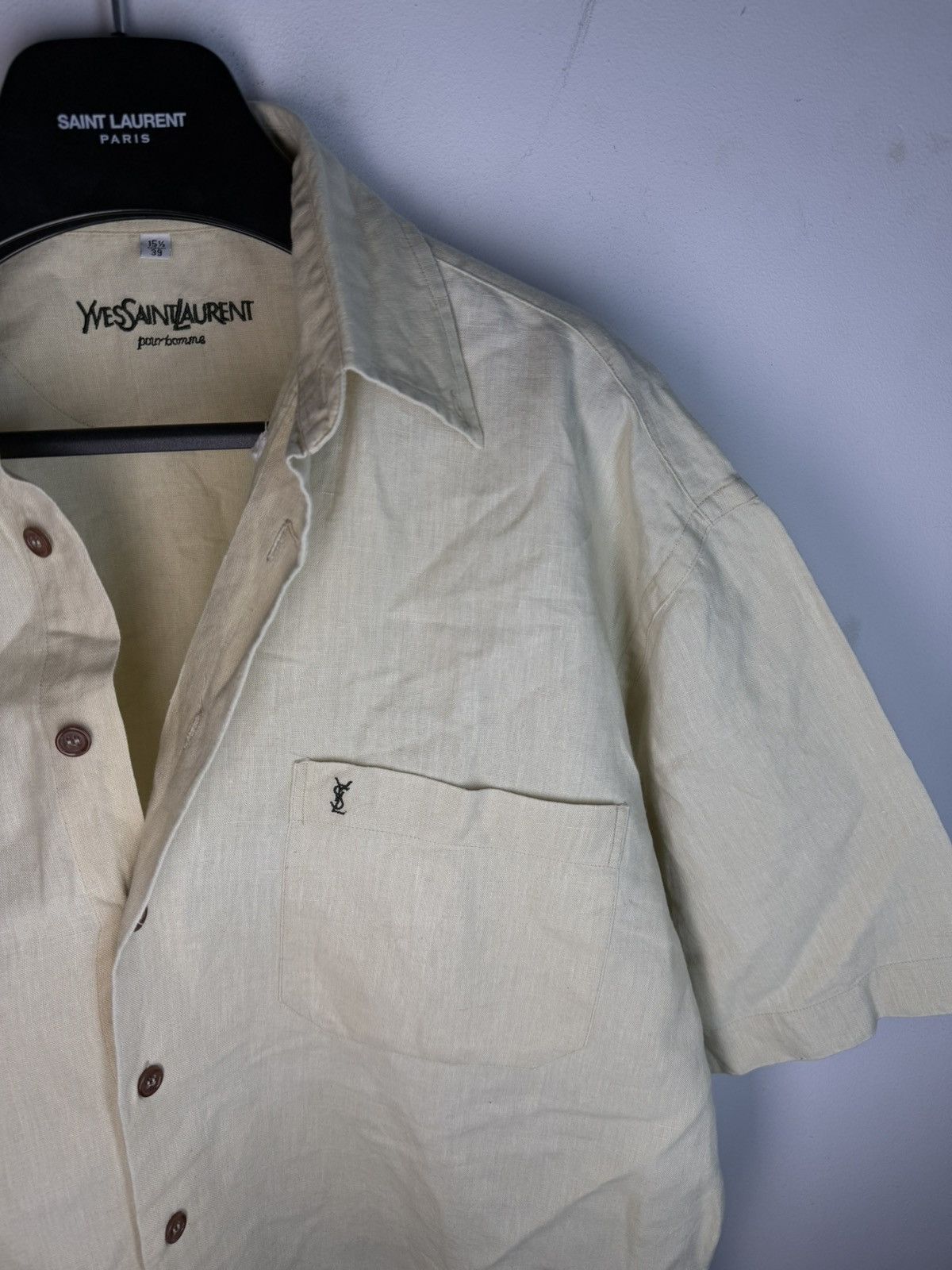 Yves Saint Laurent Linen 90s YSL Shirt Beige Lemon Summer Yves Saint Laurent Size US M / EU 48-50 / 2 - 19 Thumbnail