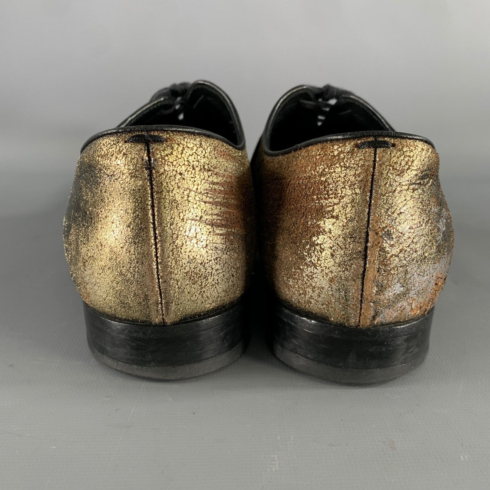 Haider Ackermann HAIDER ACKERMANN Sz 8 Gold Black Metallic Lace Up Shoes Size US 8 / EU 41 - 3 Thumbnail
