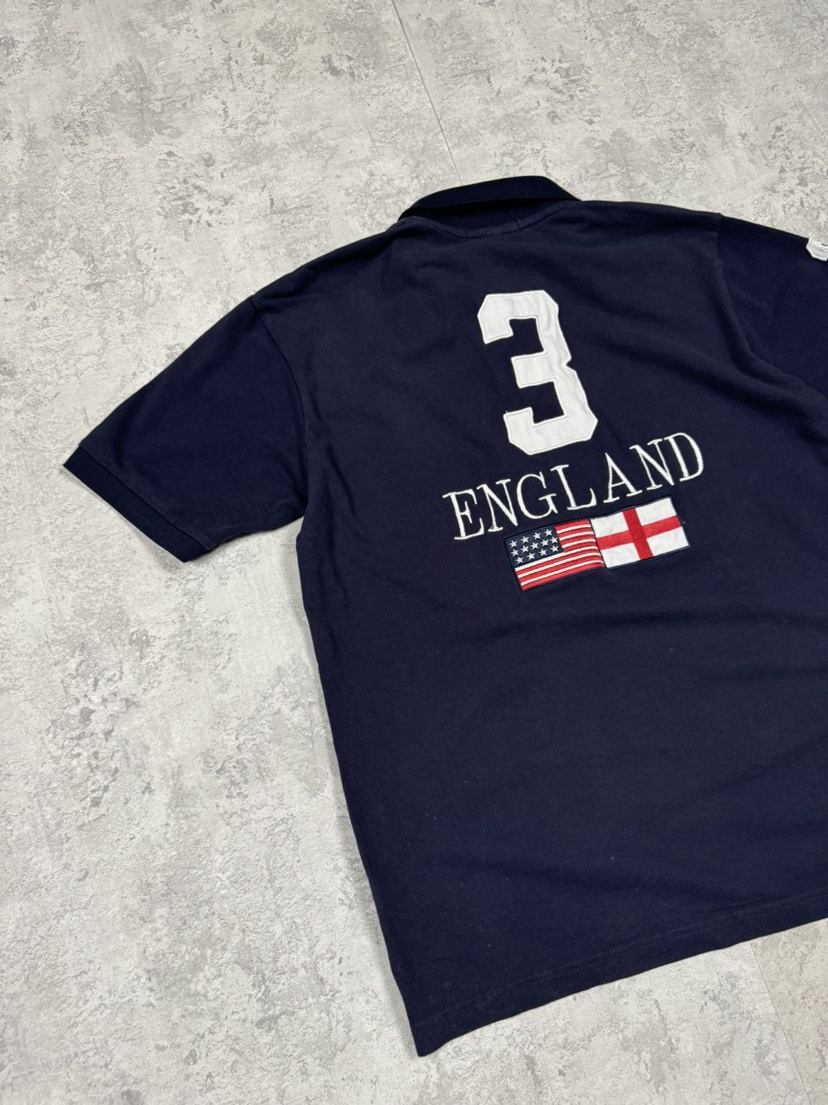 Polo Ralph Lauren Polo Ralph Lauren Custom Fit England Flag Number 3 Polo Size US L / EU 52-54 / 3 - 2 Thumbnail