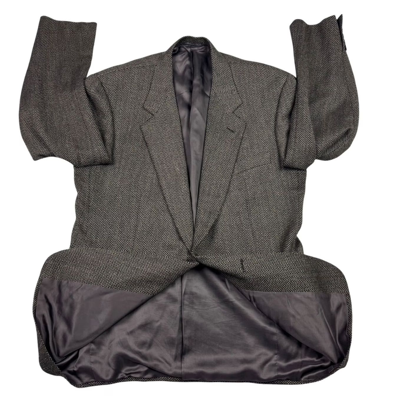 Corneliani Corneliani Men's Blazer 100% Wool Tweed Gray Herringbone Italy 42R 2-Button Size 42R - 3 Thumbnail