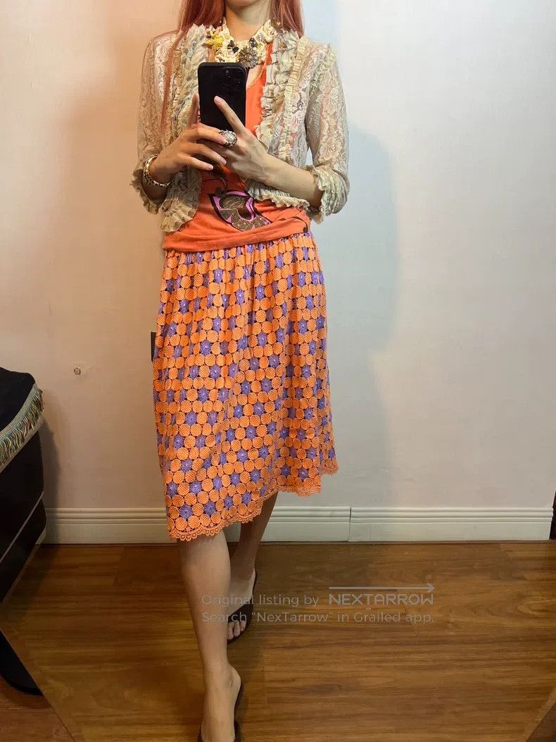 Comme des Garcons Comme des Garcons size L Spiderweb Purple Orange Skirt wit Size 23" - 9 Thumbnail