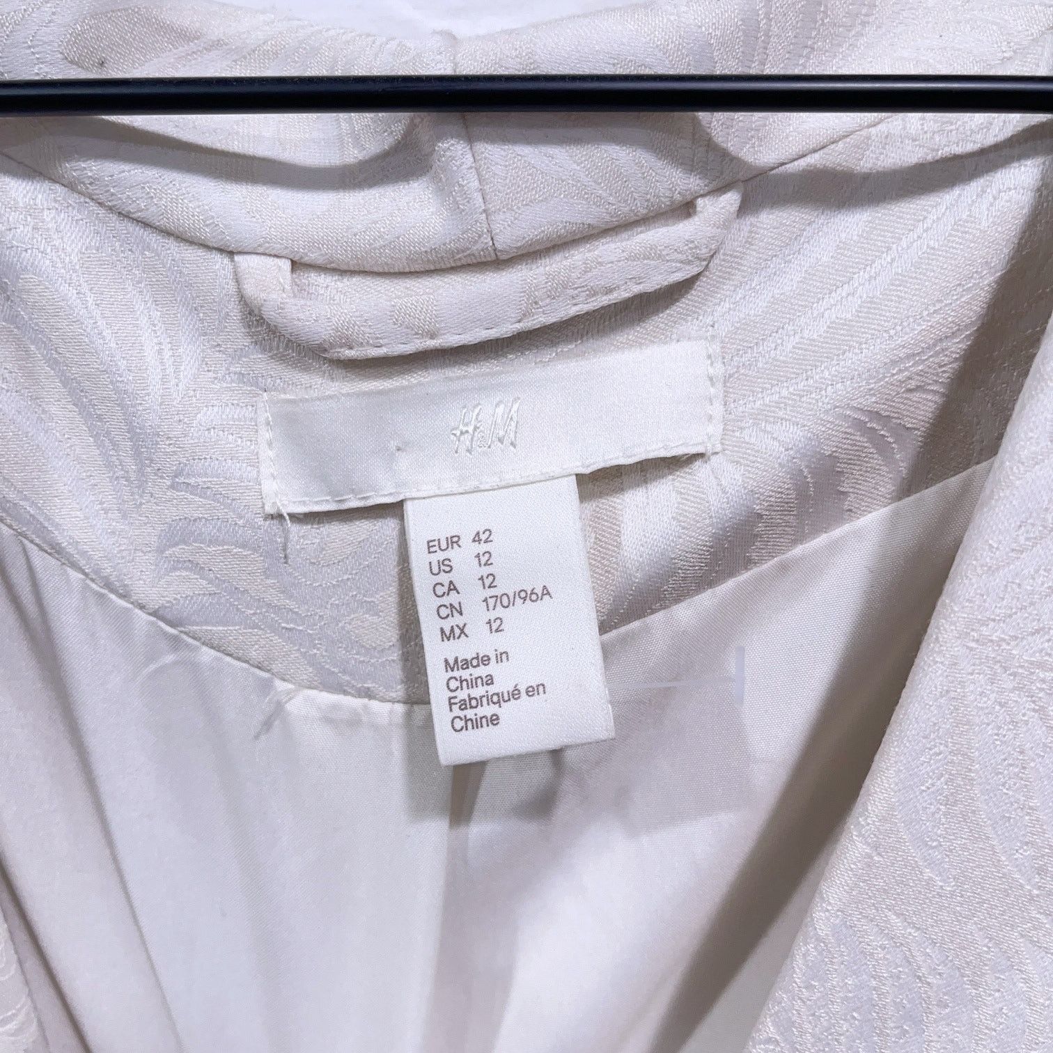 H&M H&M Floral Jacquard Tie Waist Blazer Cream Pockets Button 12 Size XL / US 12-14 / IT 48-50 - 7 Thumbnail