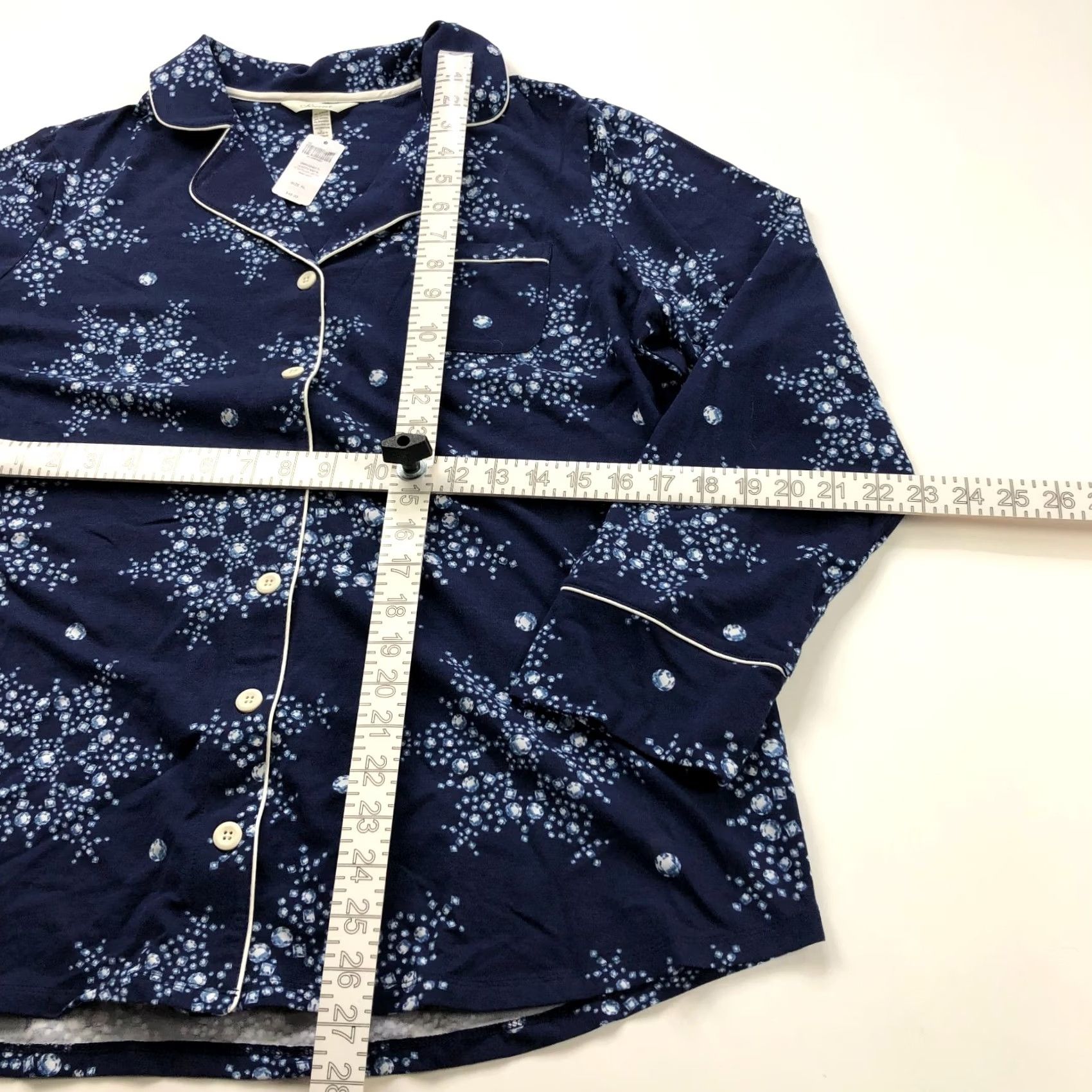 Vintage Soma XL Pajama Embraceable PJ Button Front Collared Shirt Snowflake Blue Womens Shirt Christmas Snowflake Blue Size XL / US 12-14 / IT 48-50 - 3 Thumbnail