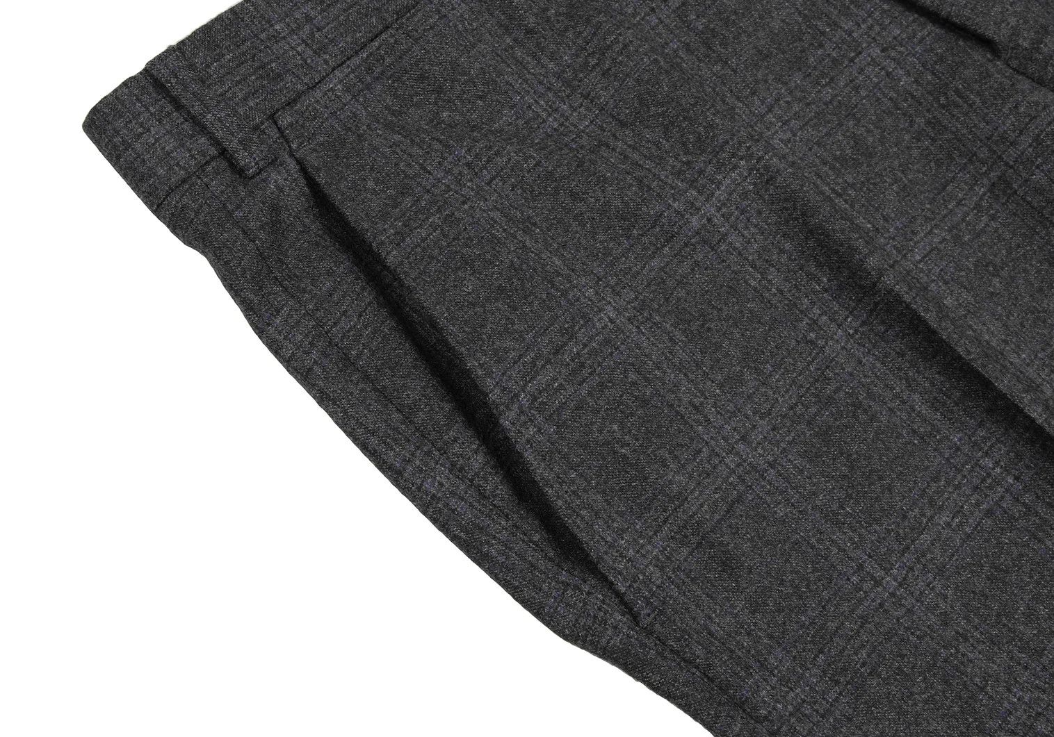 Armani Collezioni Wool Glen Check Double-Hem Pants in Charcoal Navy Size US 26 / EU 42 - 4 Thumbnail