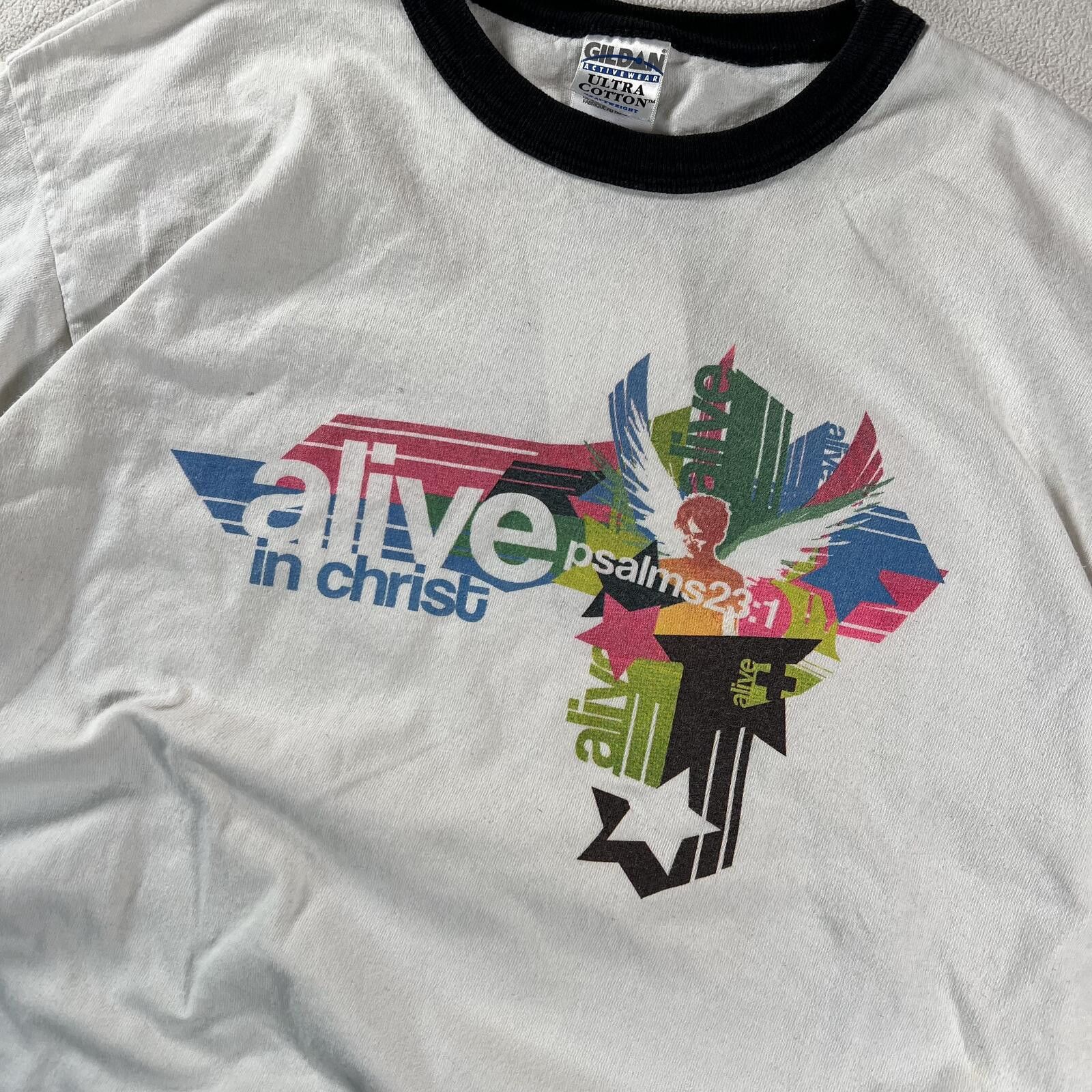 Vintage Vintage Y2K Alive In Christ Jesus Ringer Tee Size US M / EU 48-50 / 2 - 8 Thumbnail