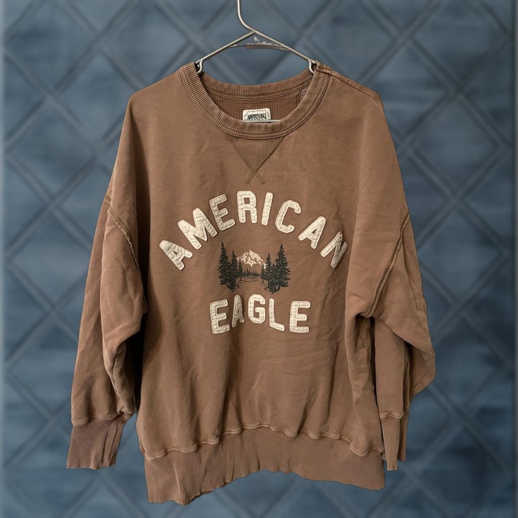 American Eagle Outfitters VINTAGE American Eagle Sweatshirt Mens Large Brown Mountain Graphic Crewneck Pullover Size US L / EU 52-54 / 3 - 1 Thumbnail