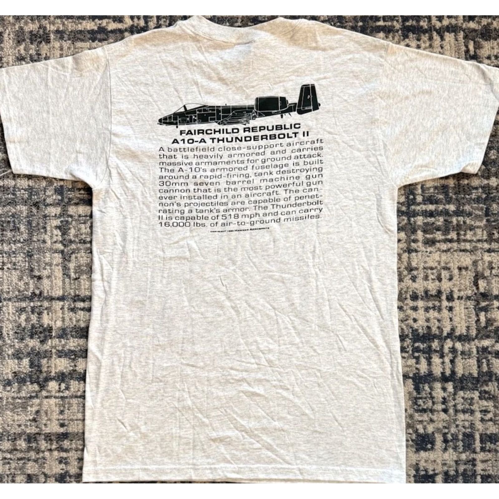Fruit Of The Loom VINTAGE 90s Fairchild Republic A 10-A Thunderbolt II Warthog Fighter Jet T Shirt M Gray Men Size US M / EU 48-50 / 2 - 4 Thumbnail