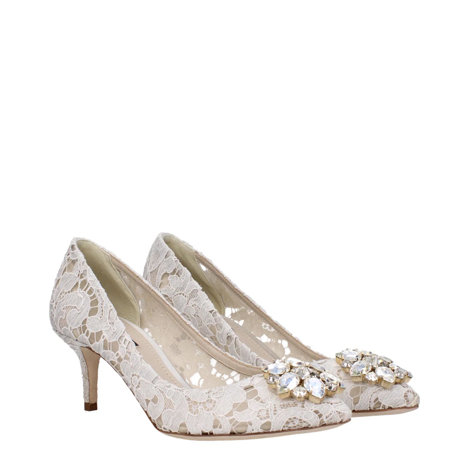 Dolce & Gabbana ob1o1e1124 Lace Pumps in White Size US 7.5 / IT 37.5 - 2 Thumbnail