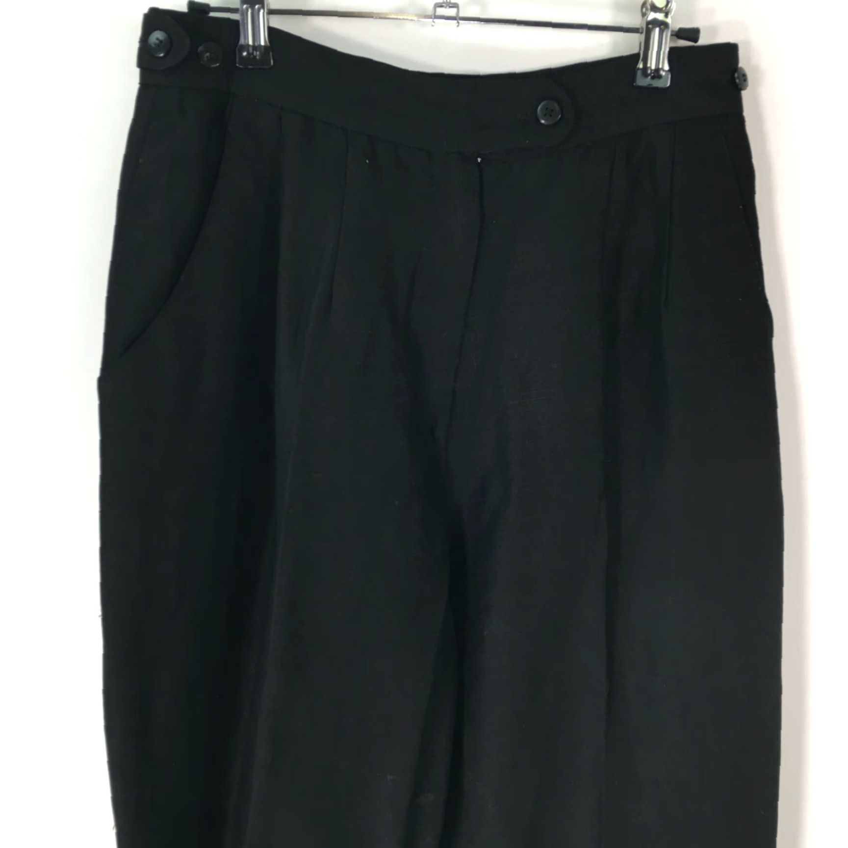 Vintage Vintage Feniciana Women's Casual Dress Pants Size 8 Black Linen Rayon Straight Leg 90s Size 28" / US 6 / IT 42 - 4 Thumbnail