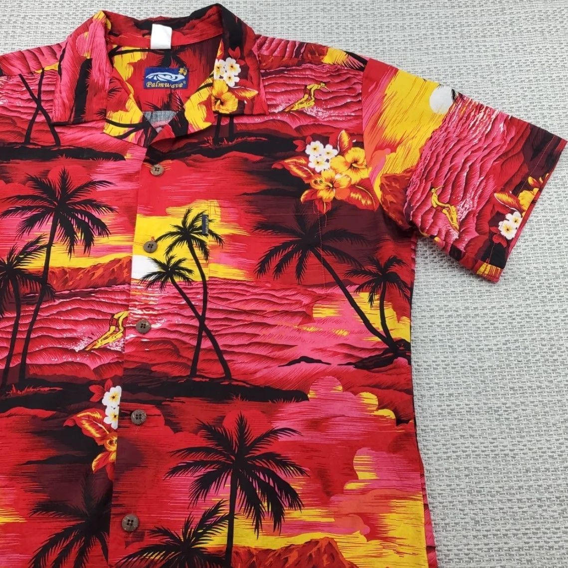 Vintage VTG Palmwave Hawaiian Shirt Mens Adult Large Surfer Beach Palms Floral Sunset Shirt Size US L / EU 52-54 / 3 - 2 Thumbnail