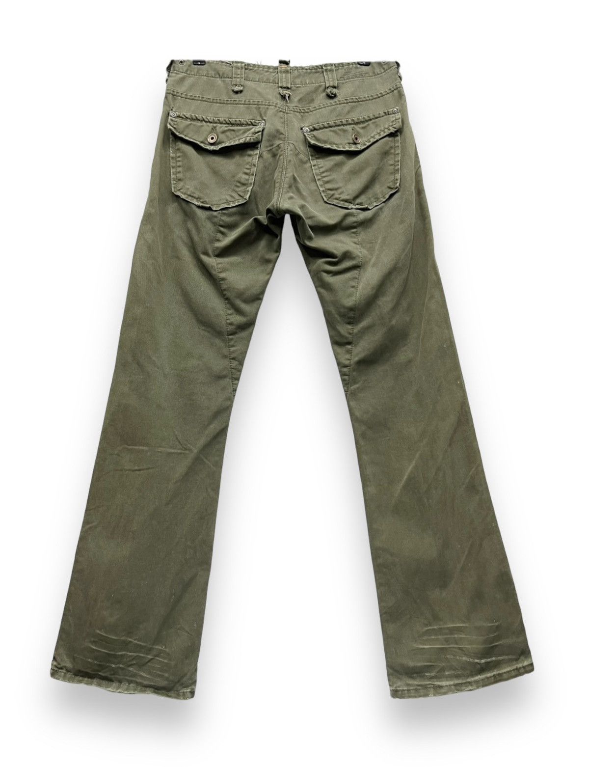 Edwin Vtg EDWIN 505 KHAKI Bush Pants Natural Distressed Flare💥 Size US 30 / EU 46 - 5 Thumbnail