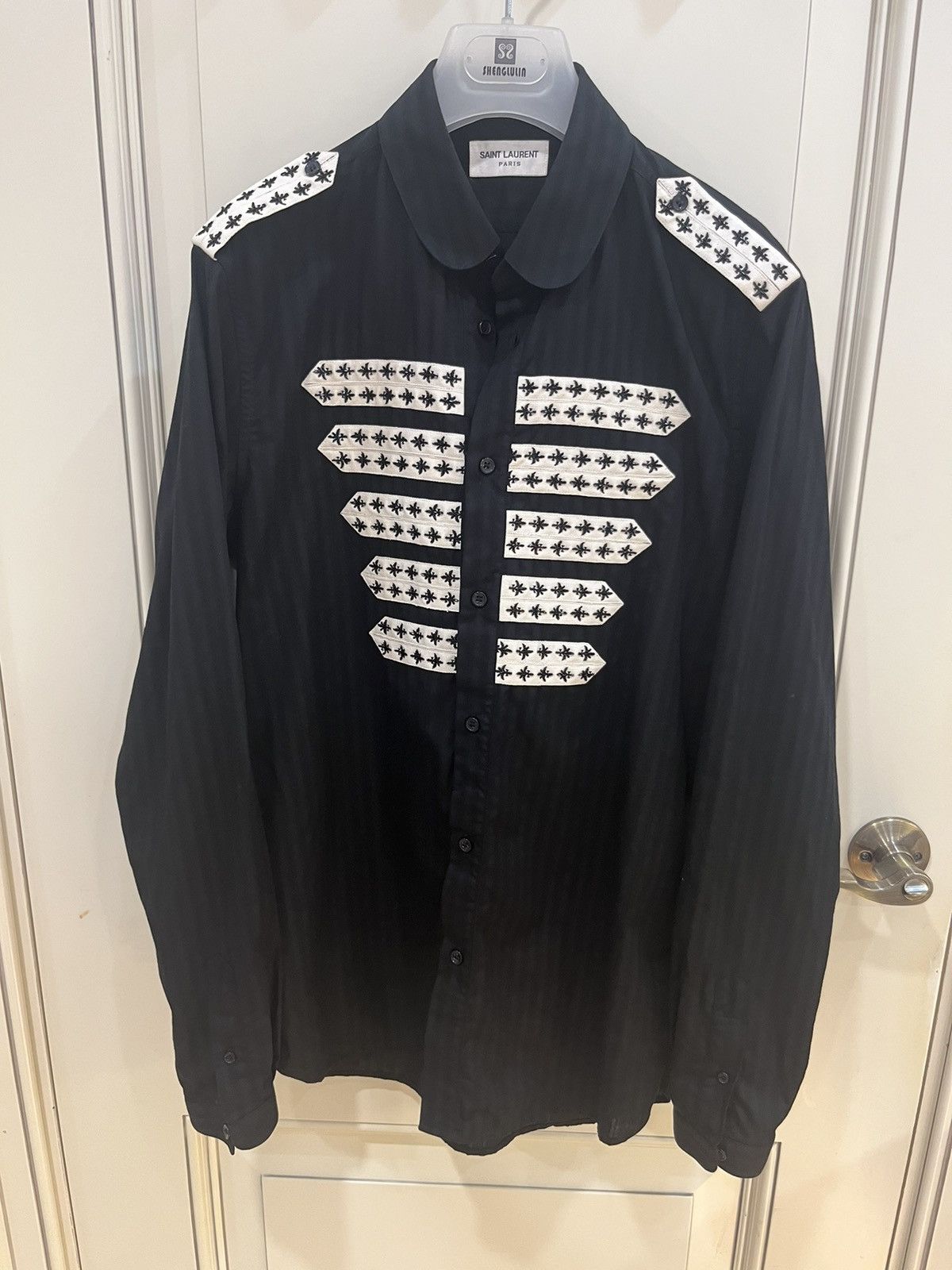 Saint Laurent Paris Black striped officer shirt collar size39 Size US M / EU 48-50 / 2 - 4 Thumbnail