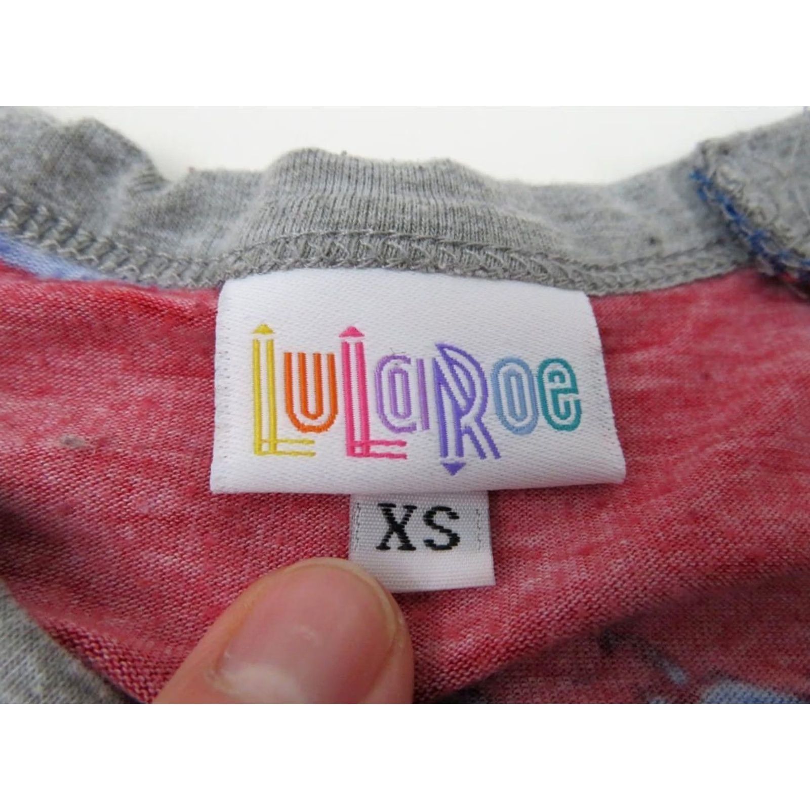 Vintage LuLaRoe Blue Red Stripe Gray Randy Shirt Women's XS Top Tee Baseball Raglan Size XS / US 0-2 / IT 36-38 - 7 Thumbnail
