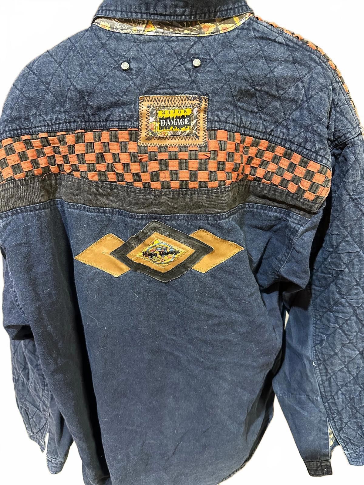 Other Vintage 1990s Major Damage Quilted Denim Patchwork Jacket Size US M / EU 48-50 / 2 - 2 Thumbnail