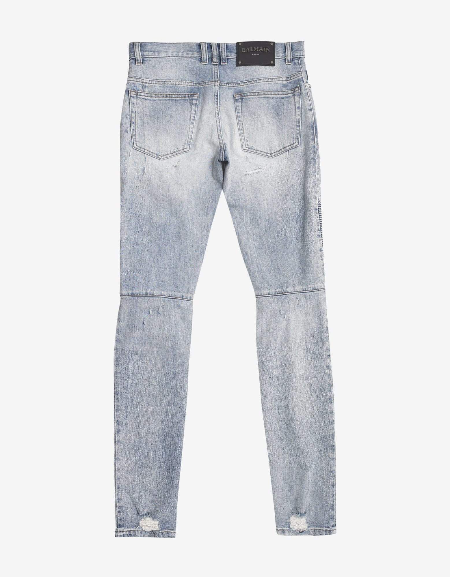 Balmain Balmain Light Blue Repaired Biker Jeans Size US 30 / EU 46 - 2 Thumbnail