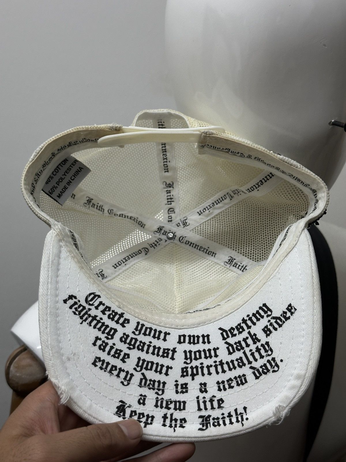 Faith Connexion Y2K Faith Connexion Distressed Style Trucker Hat Size ONE SIZE - 9 Thumbnail