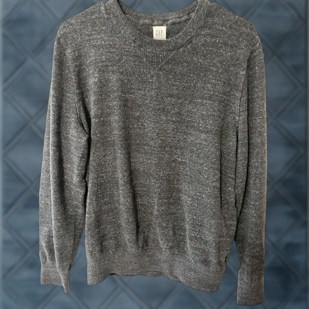 Gap Gap Mens Sweater Pullover Knit Crew Neck Long Sleeve Gray L Regular Cotton Blend Merino Casual Fall Winter Sports Fitness Mens Size US L / EU 52-54 / 3 - 1 Thumbnail