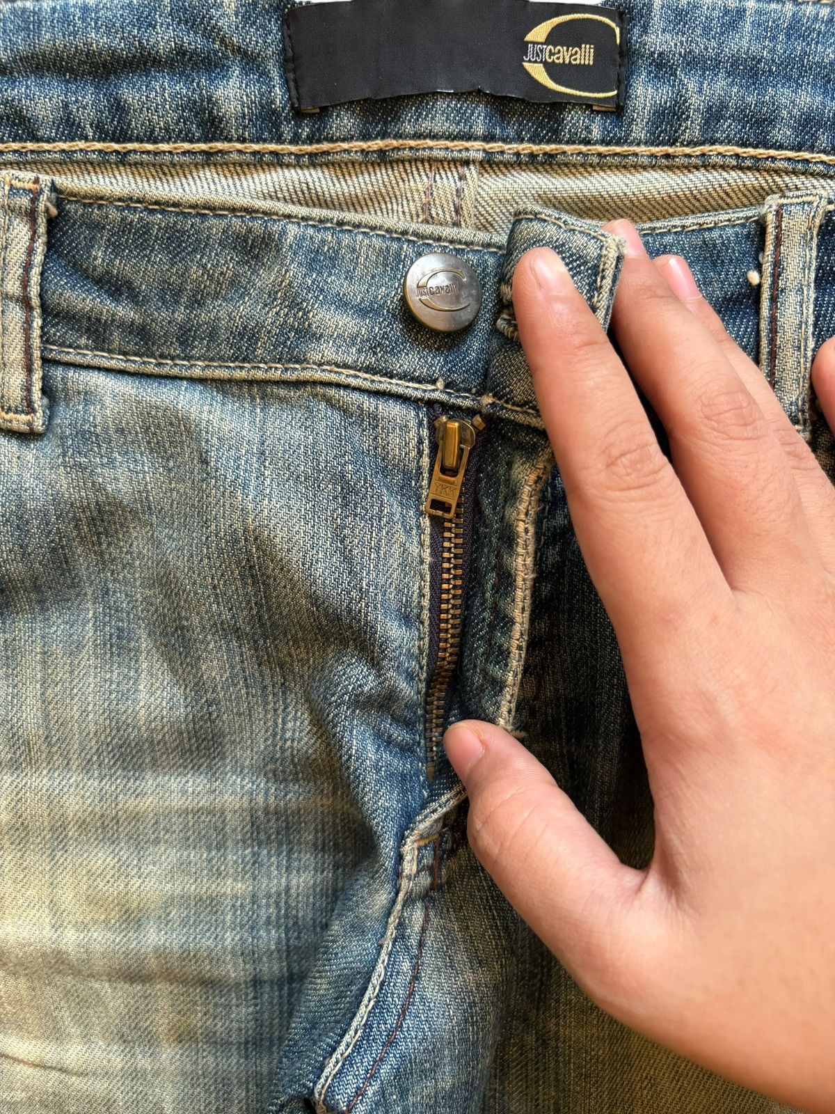 Just Cavalli Vintage Just Cavalli Mud Wash Embellished Distressed Jeans Size 30" / US 8 / IT 44 - 3 Thumbnail