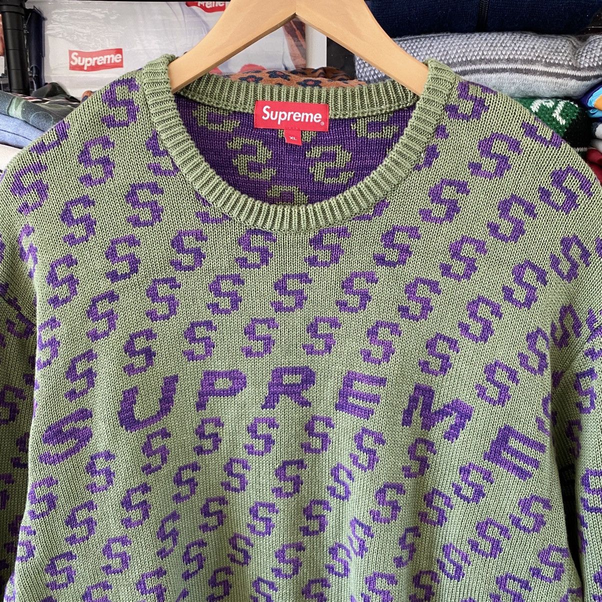 Supreme Supreme S Repeat Sweater Olive Purple 2021 Size US XL / EU 56 / 4 - 2 Thumbnail