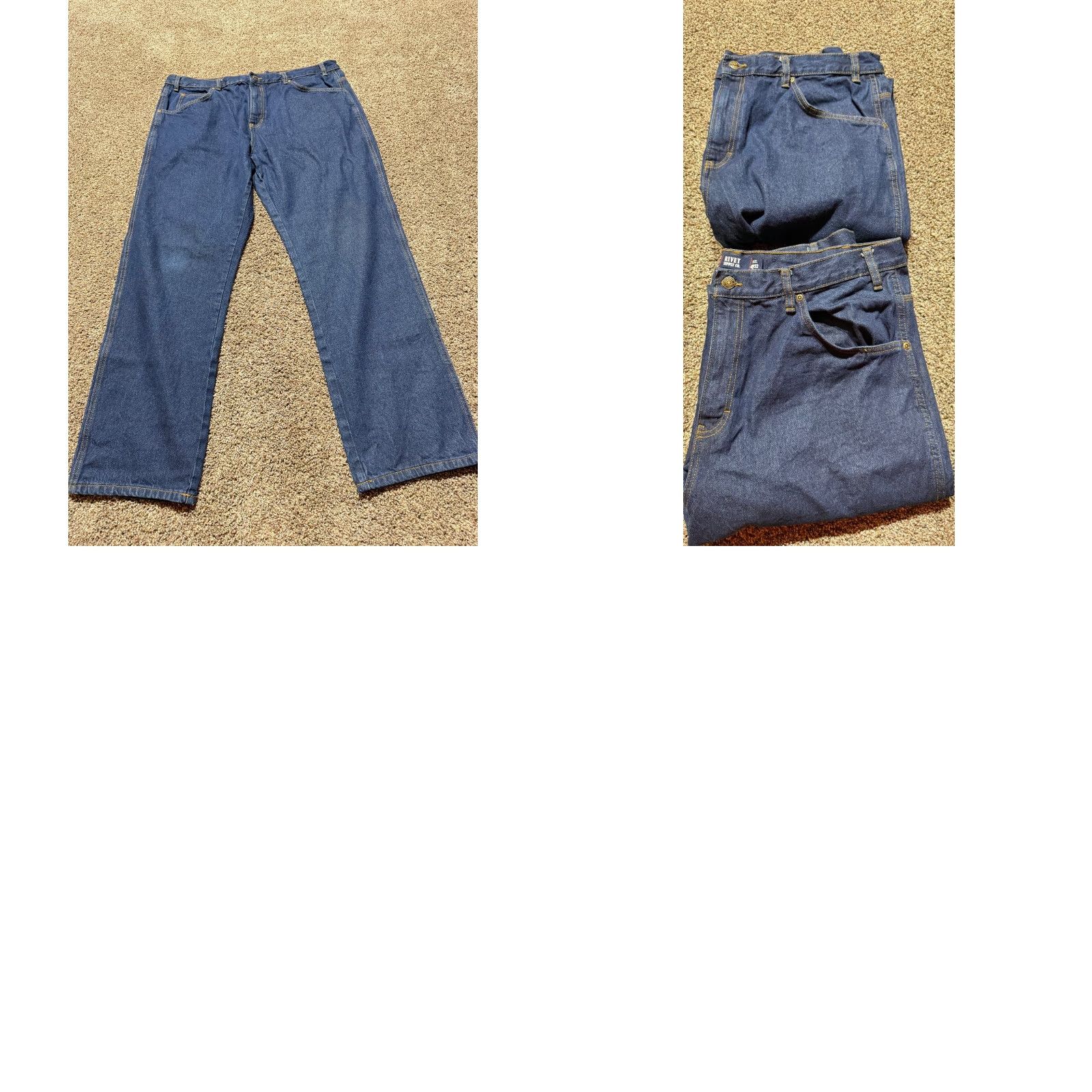 Vintage Rivet Jeans Men 40 Blue Denim 40X32 Lot Of 2 EUC Bootcut Straight 5-Pocket Regular 32 In Inseam Seasonal Spring Summer Fall Winter Mens Jeans 40x32 Size US 40 / EU 56 - 9 Thumbnail