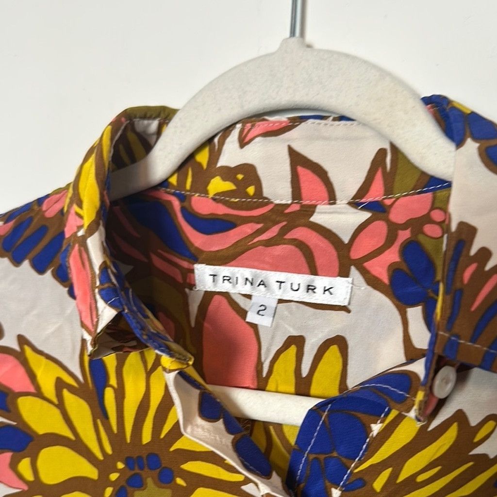 Trina Turk Trina Turk- Floral Button-Up Dress Size XS / US 0-2 / IT 36-38 - 2 Thumbnail